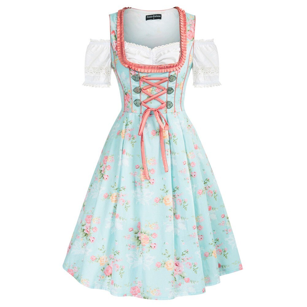 Women 3pcs Set German Bavarian Oktoberfest Costumes Tops+Cotton Dress+Apron Traditional Beer Girl Sculpting Stage Costume A30