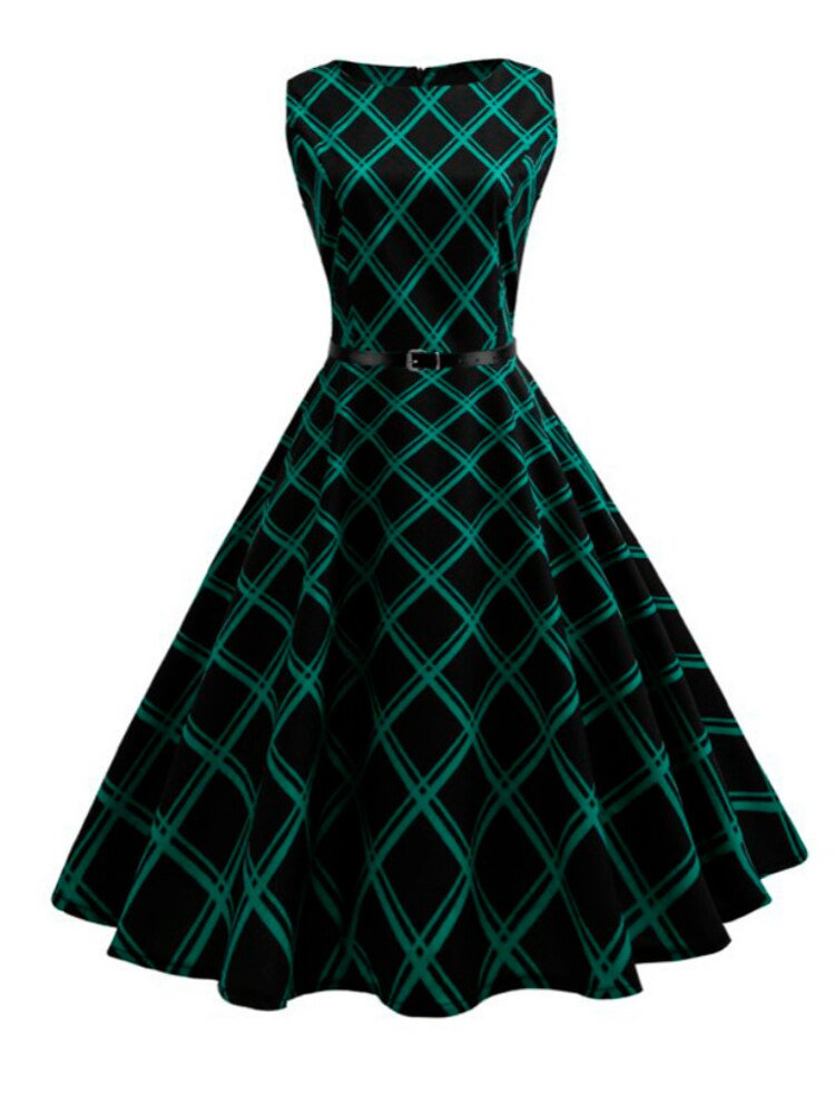 Summer Women Dresses Casual Floral Vintage 50 60s Robe Rockabilly Swing Pinup Vestidos O-Neck Party Dress Print Belts