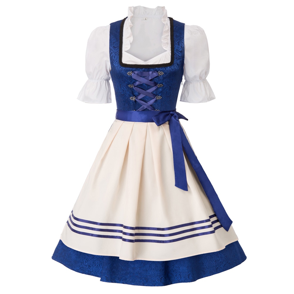 Jasambac Women 3pcs Set German Bavarian Oktoberfest Costumes Tops+Dress+Apron Dress