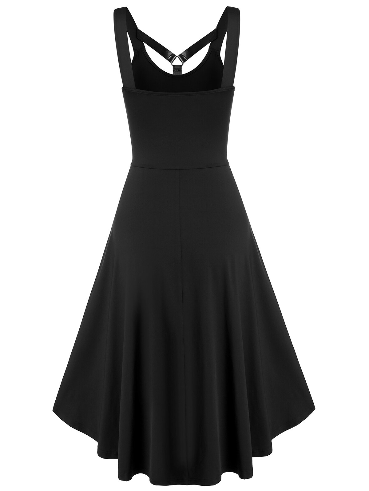 Gothic Women Dress Skeleton Print Harness Insert High Low Flare Dress Casual A Line Midi Summer Dress Vestidos Oversized 3XL