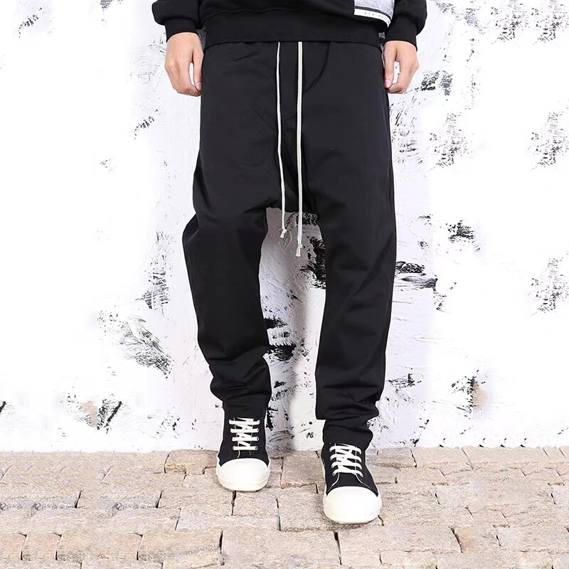 Rick High Street Brand RO Elastic Waist Cargo Ptans Owens Men's Casual Trousers Streetwear Dark Drawstring Shdw Cross Pants