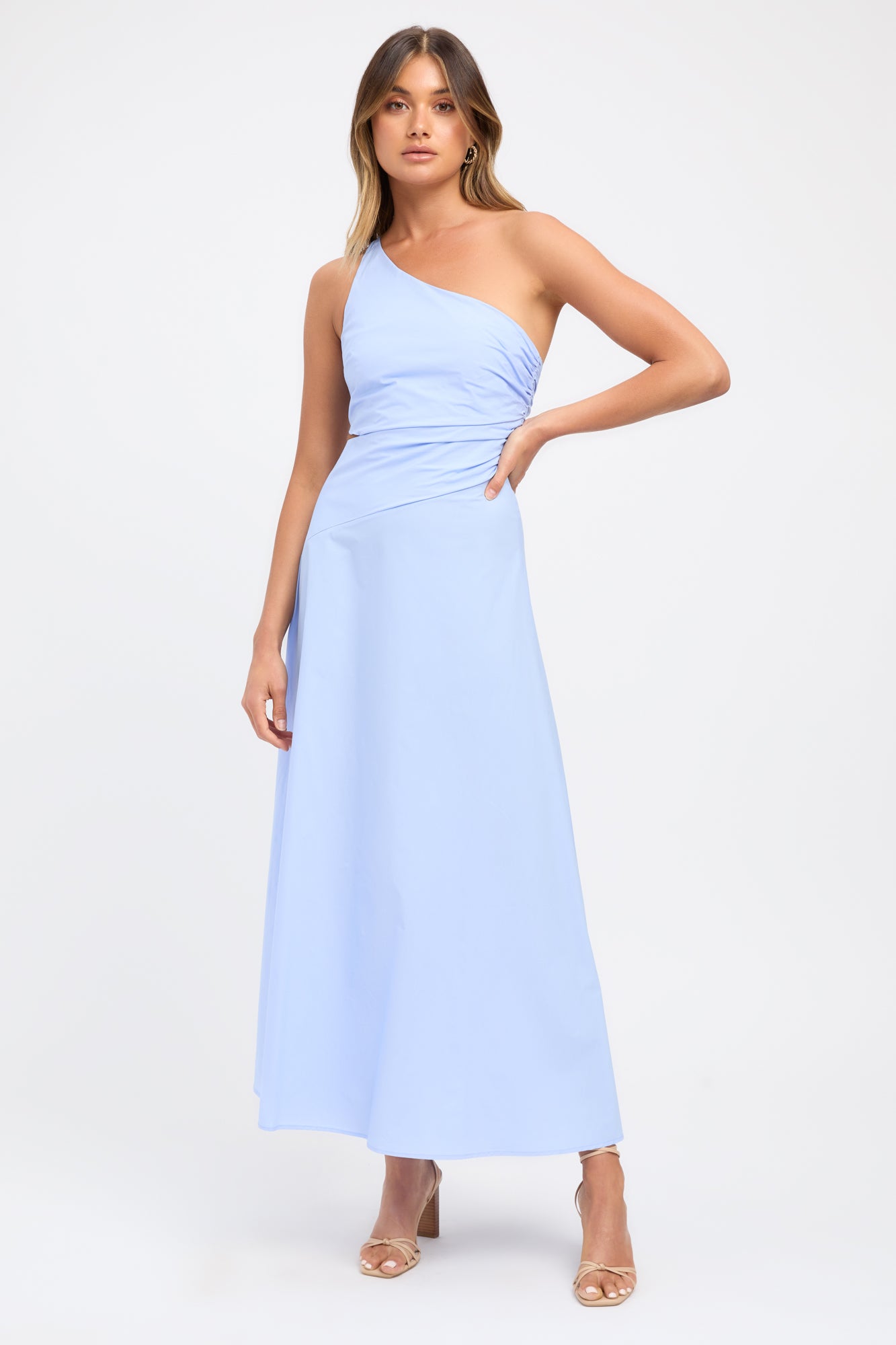 Poplin One Shoulder Dress