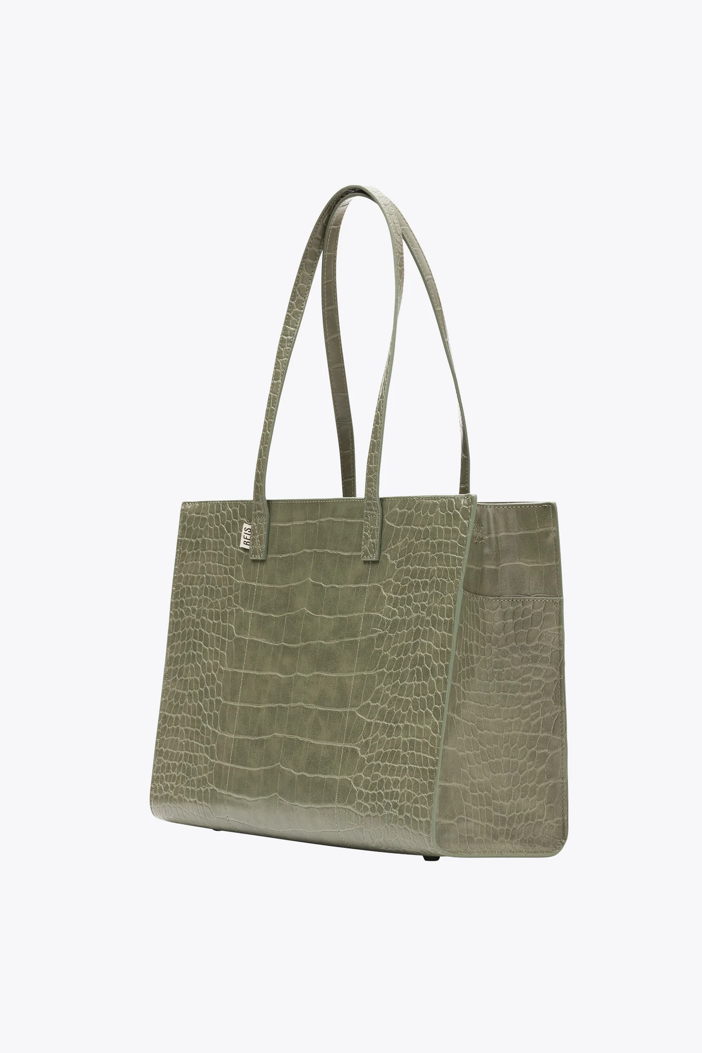 The Work Tote in Olive Croc