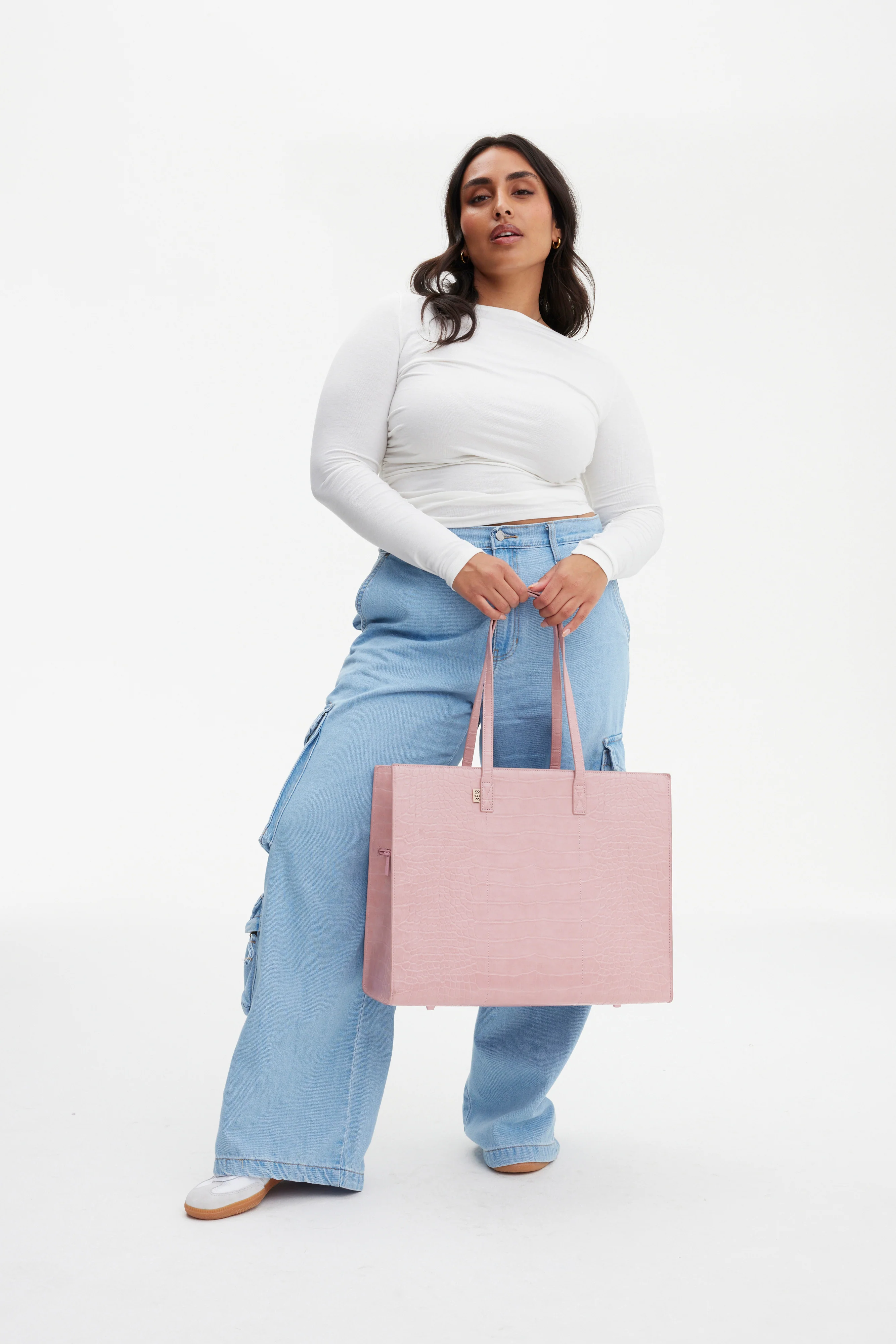 The Large Work Tote in Atlas Pink Croc