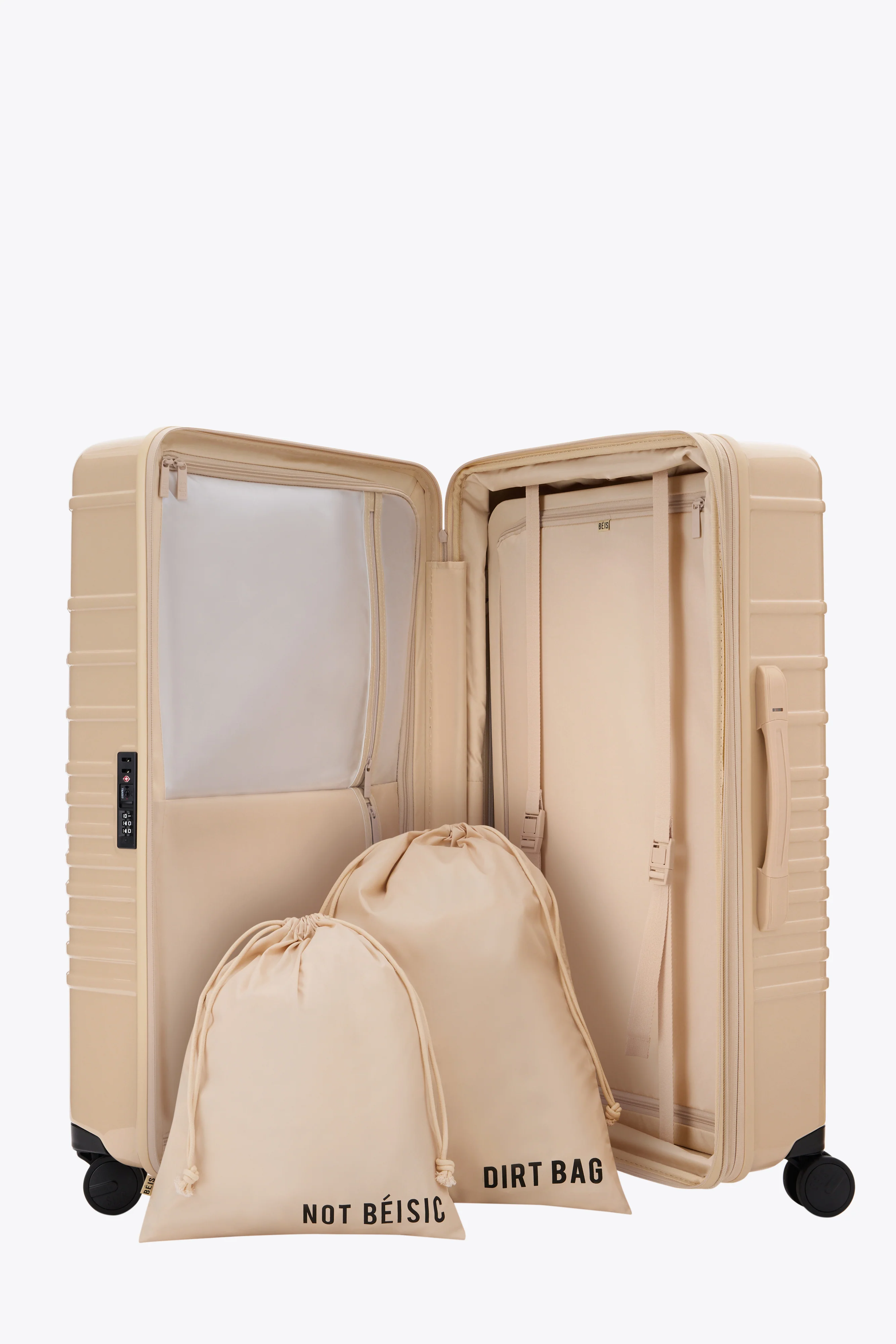 The Large Check-In Roller in Glossy Beige