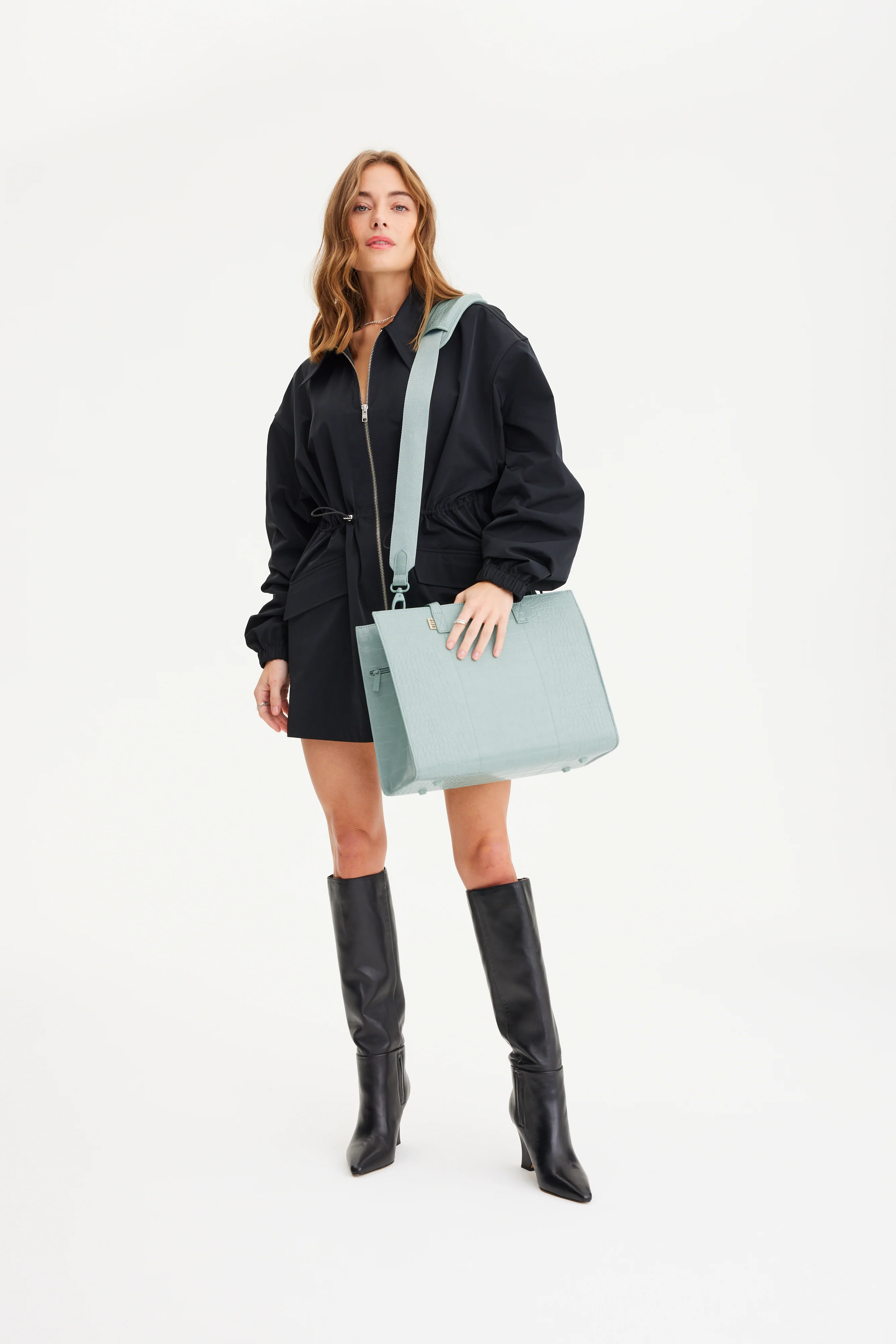 The Work Tote in Slate Croc