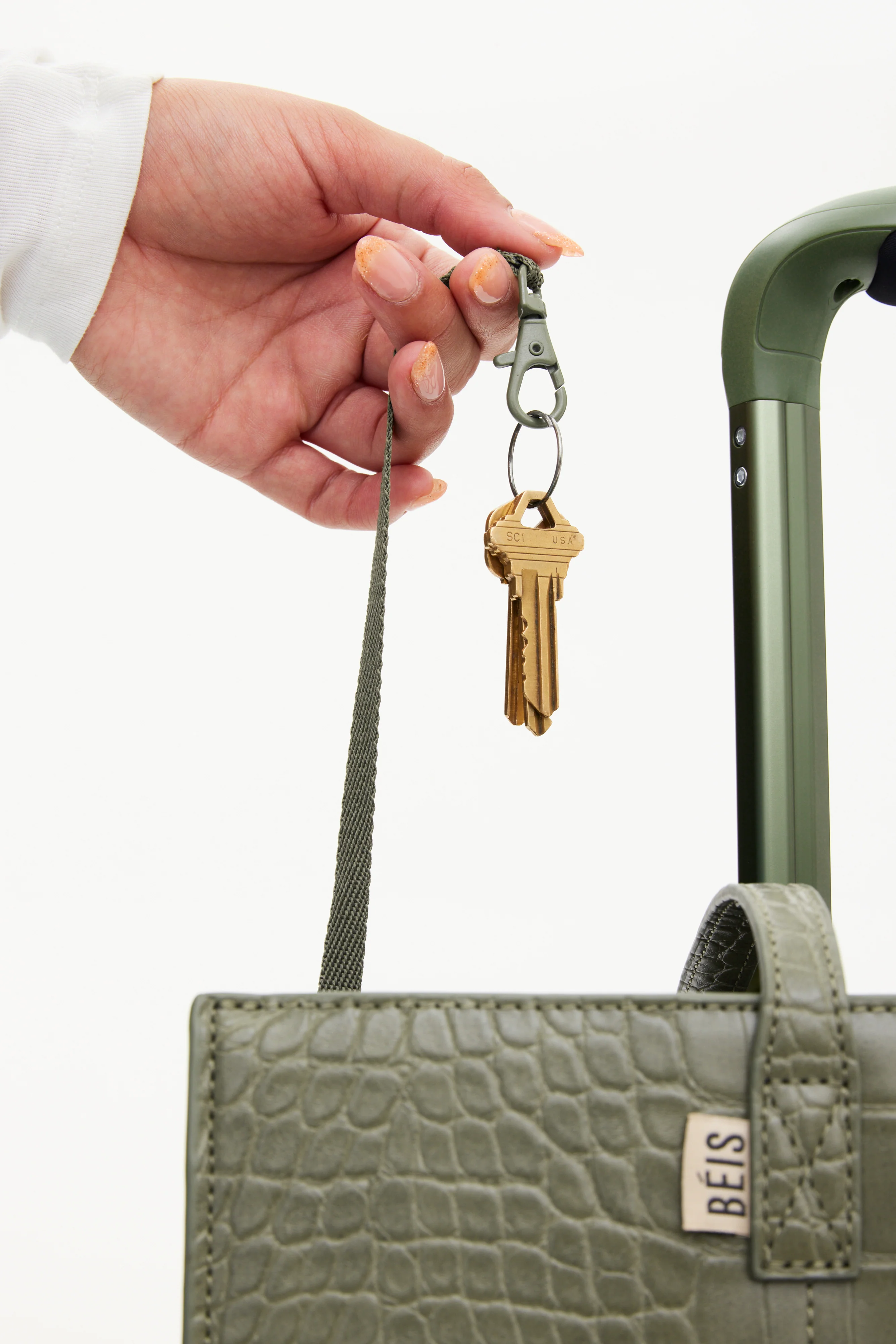 The Work Tote in Olive Croc