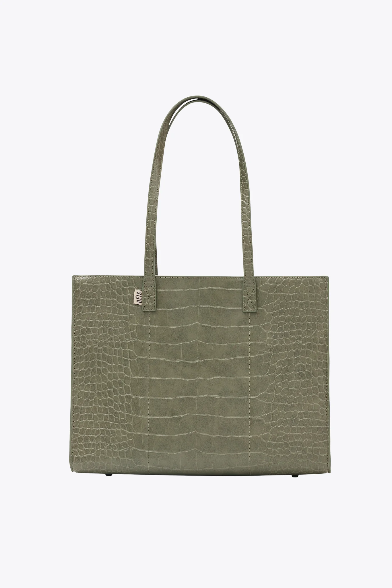 The Work Tote in Olive Croc