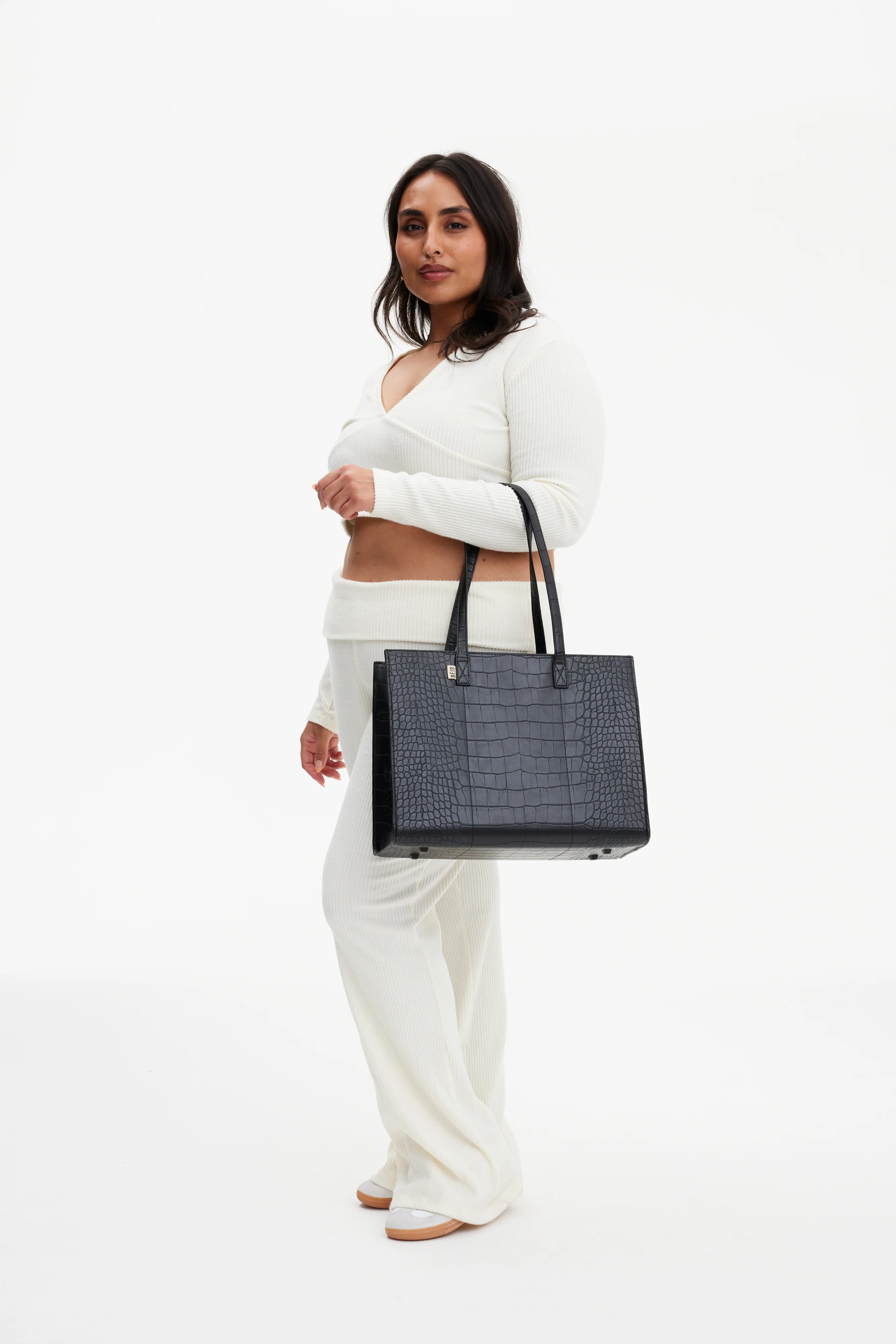 The Work Tote in Black Croc