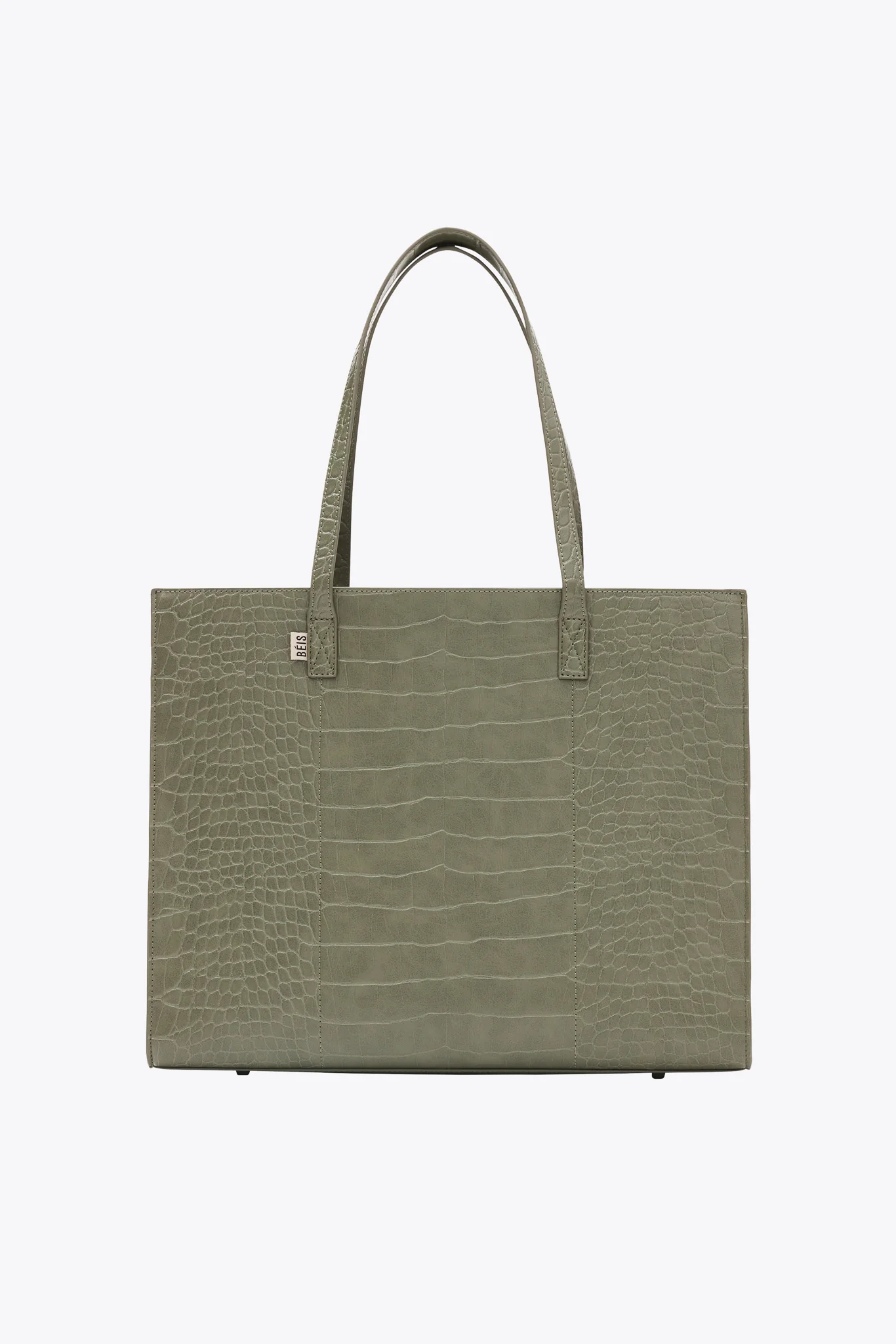 The Large Work Tote in Olive Croc