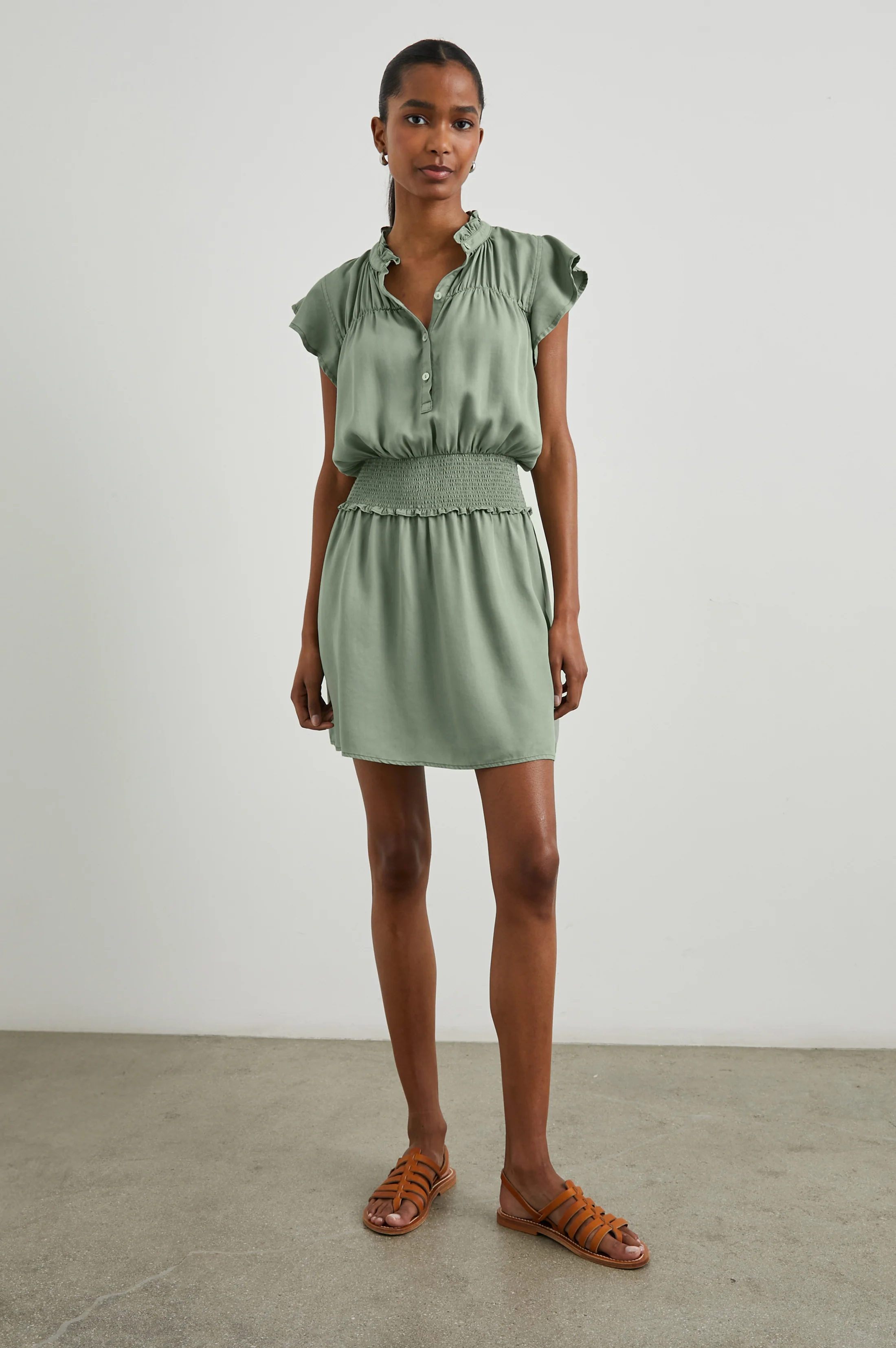Amina Dress - Sage Denim