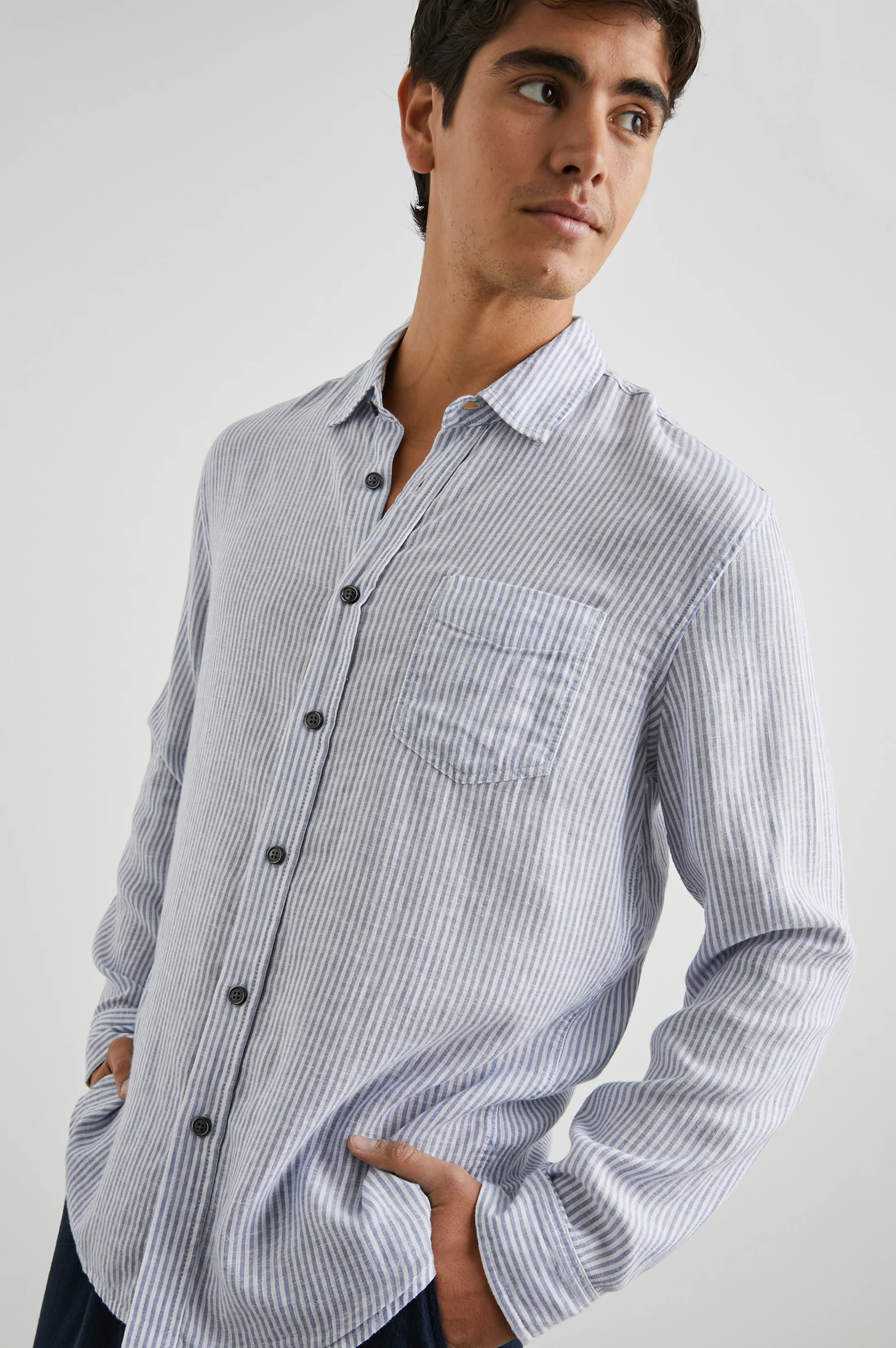 Connor Shirt - Denim White Railroad