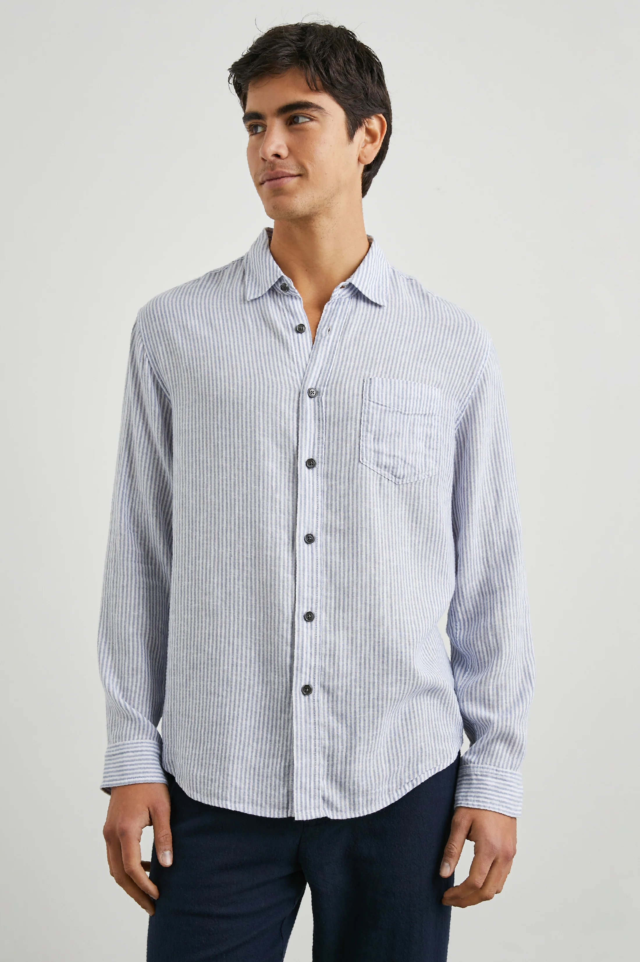 Connor Shirt - Denim White Railroad