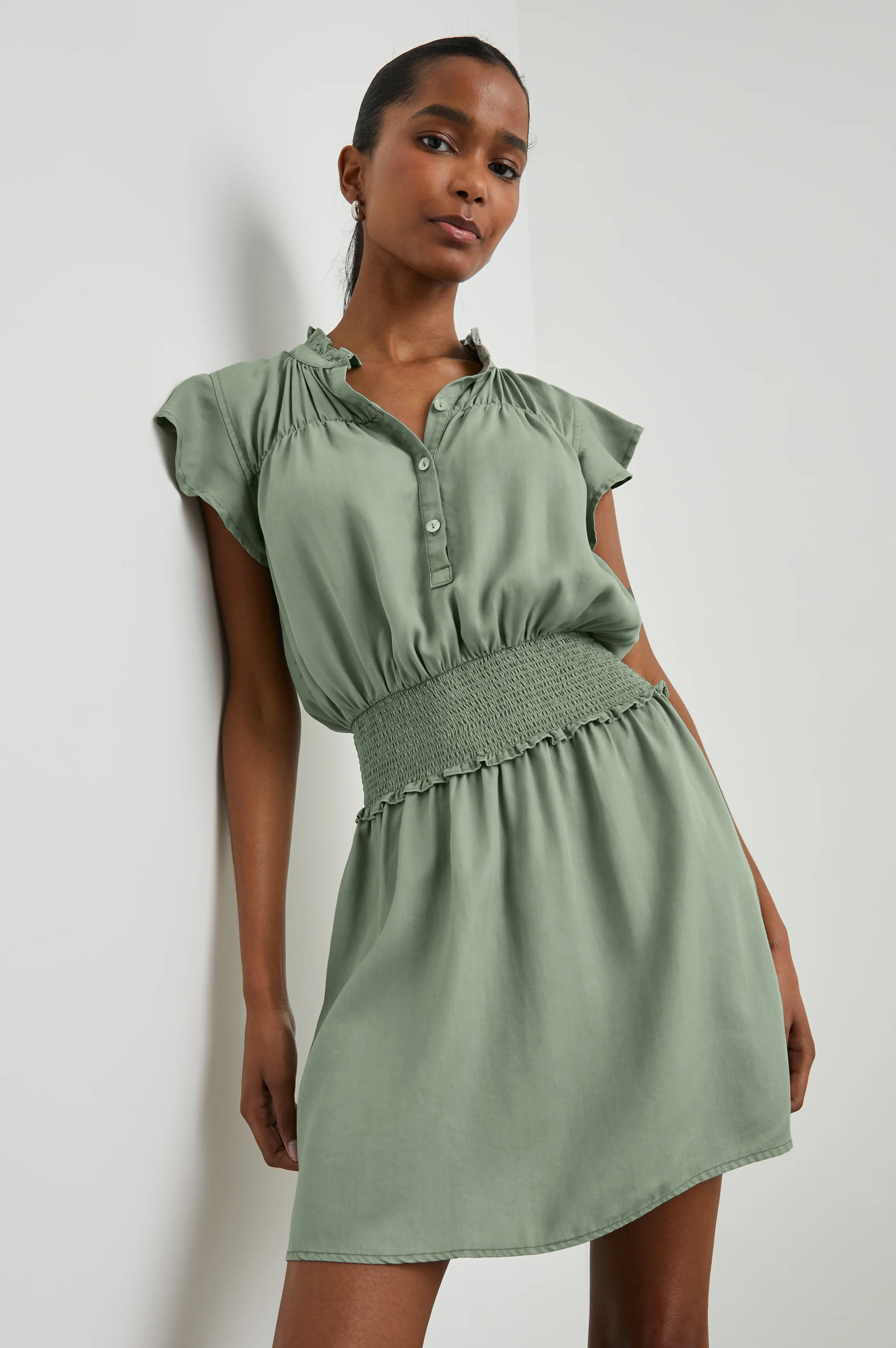 Amina Dress - Sage Denim