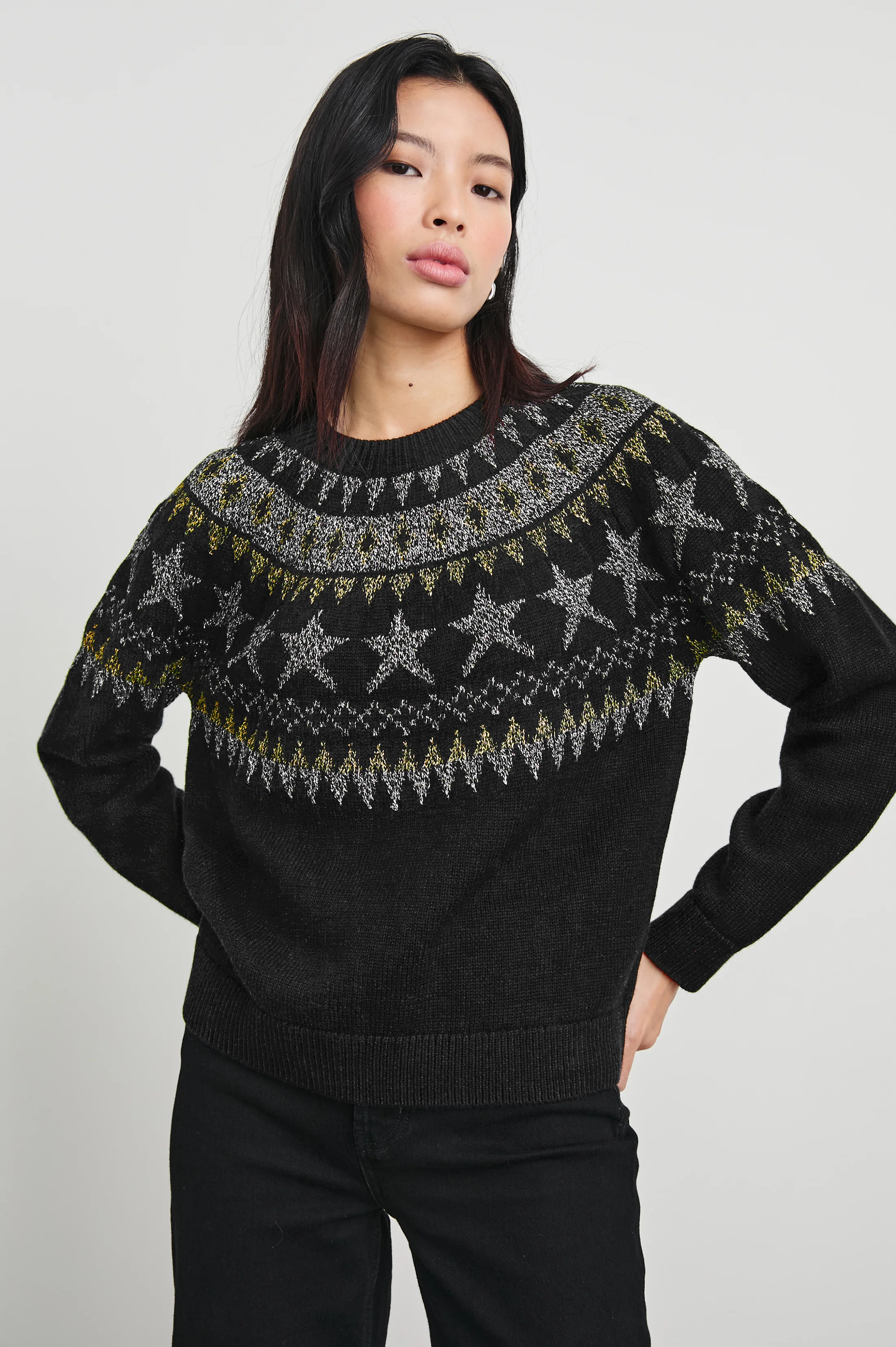 Zoey Sweater - Metallic Fair Isle