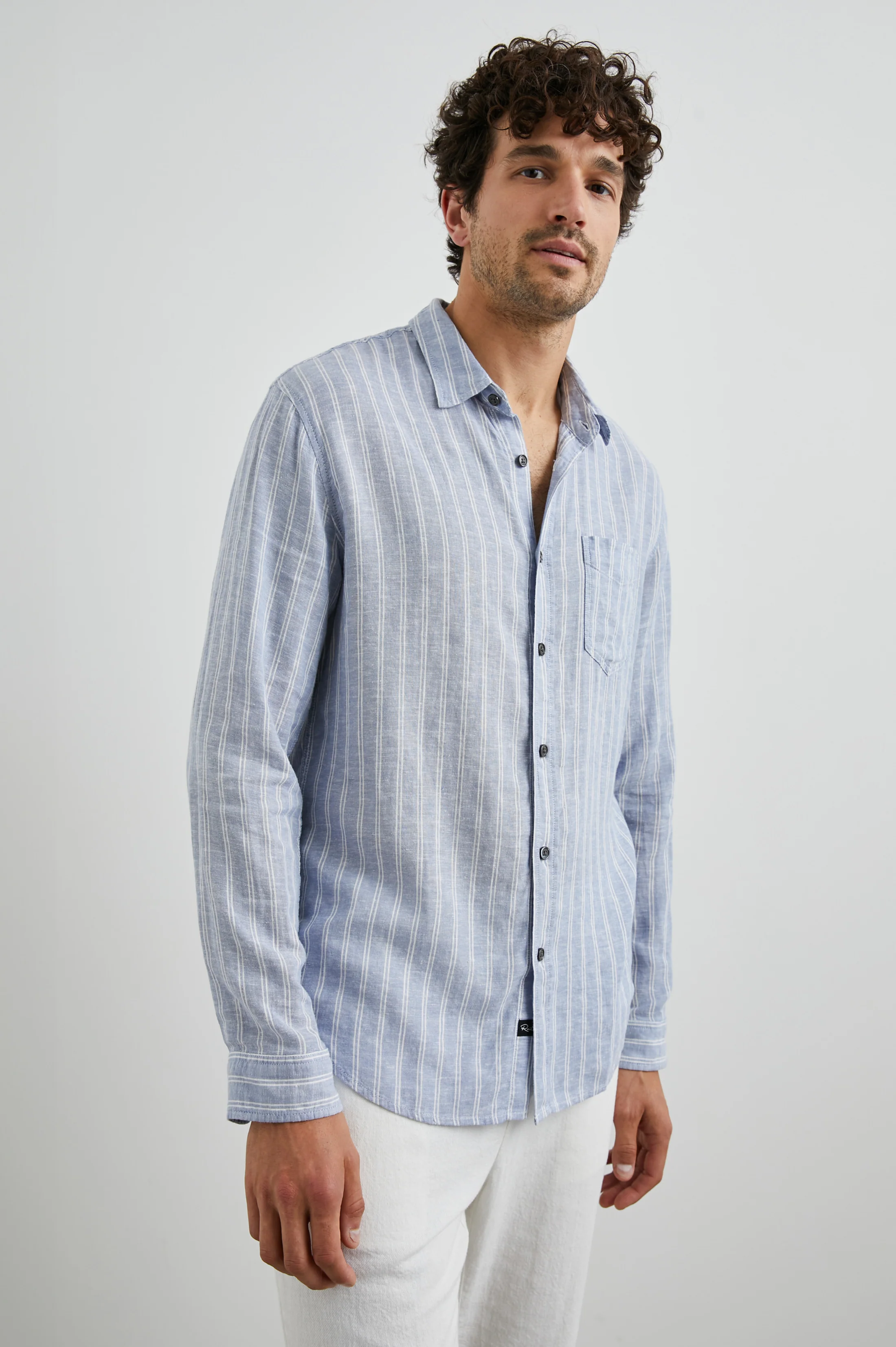 Connor Shirt - Denim White Pinstripe