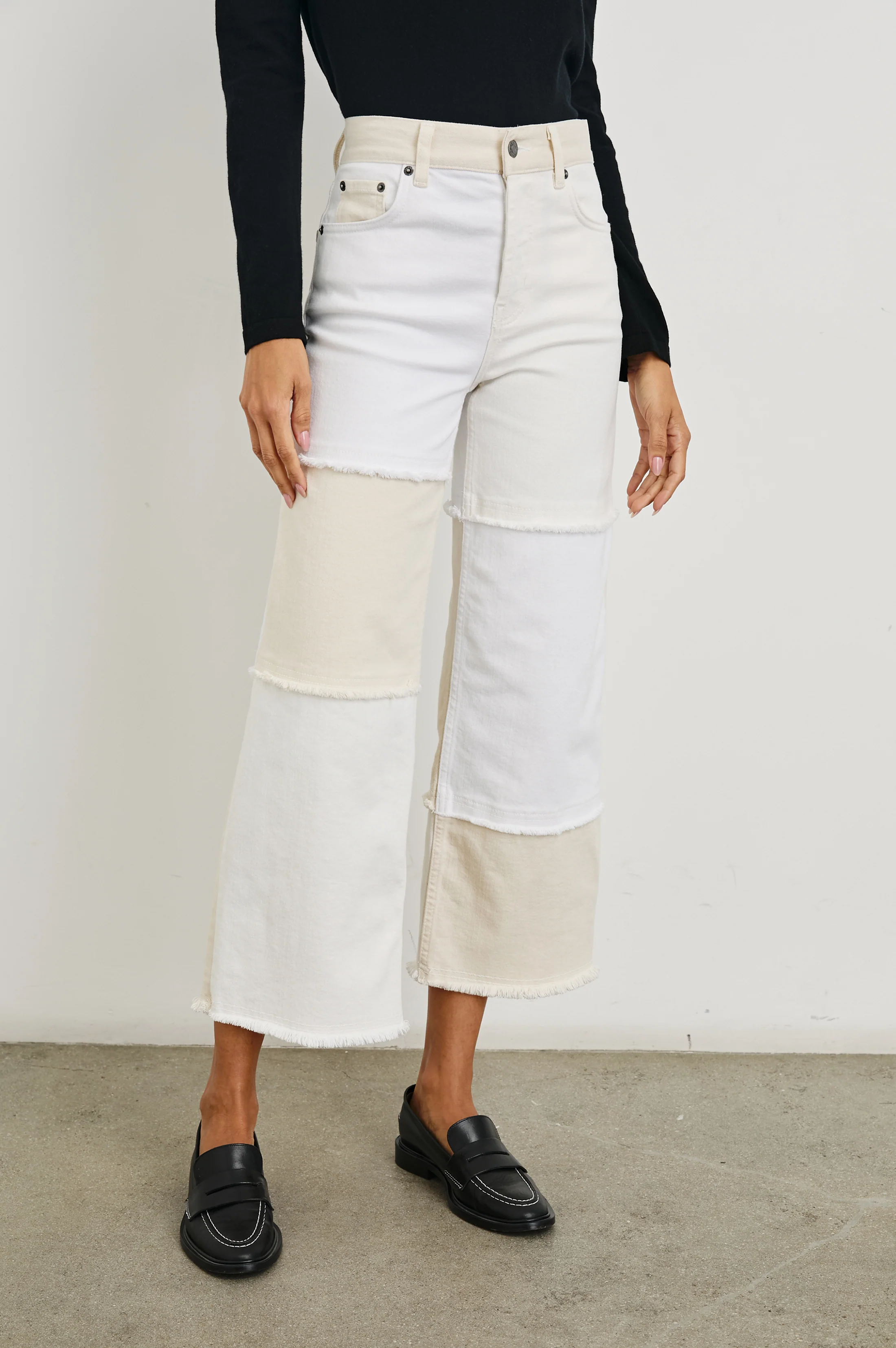 Getty Crop Wide Leg - Ecru Patchwork
