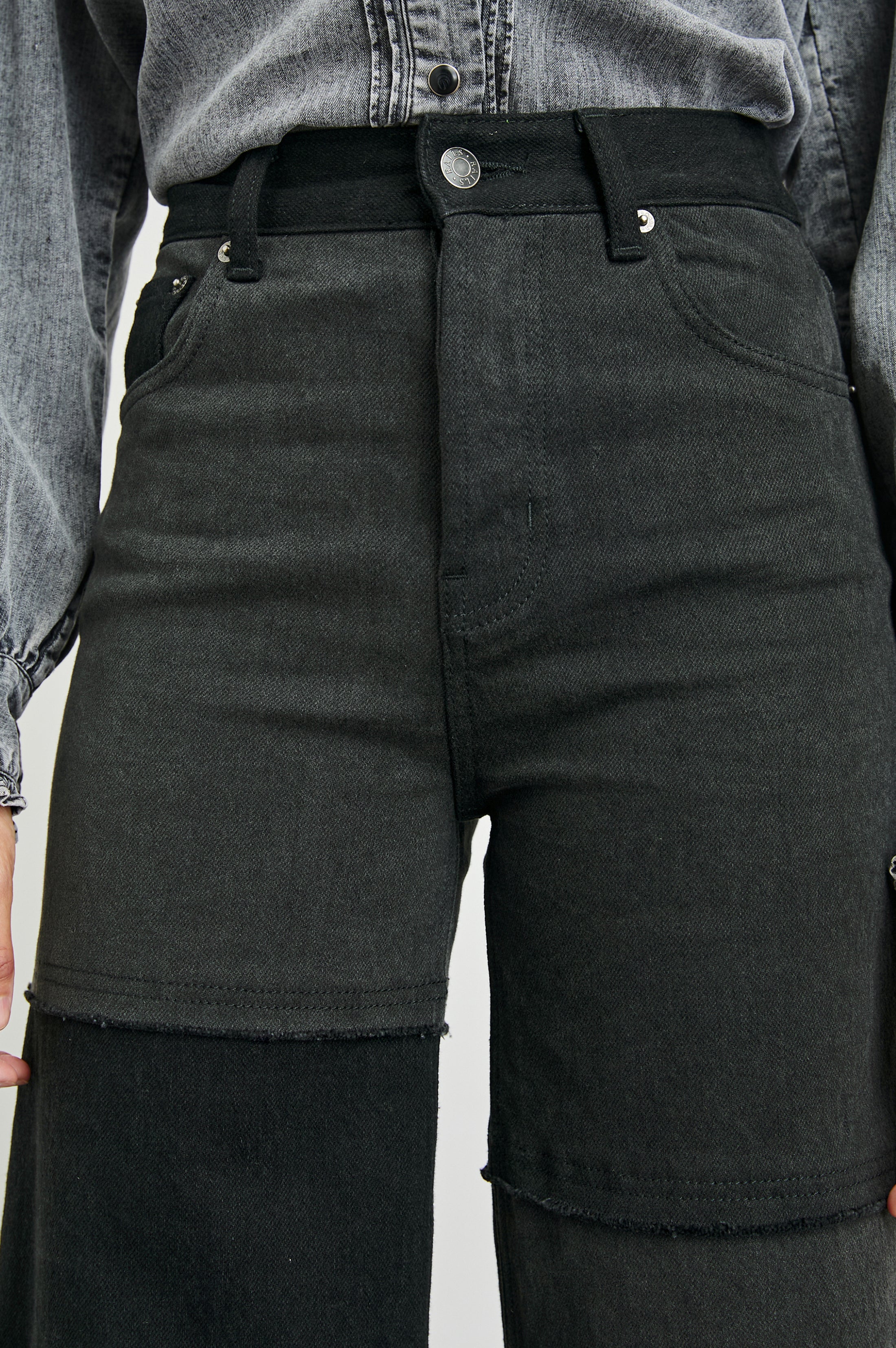 Getty Crop Wide Leg - Black Patchwork