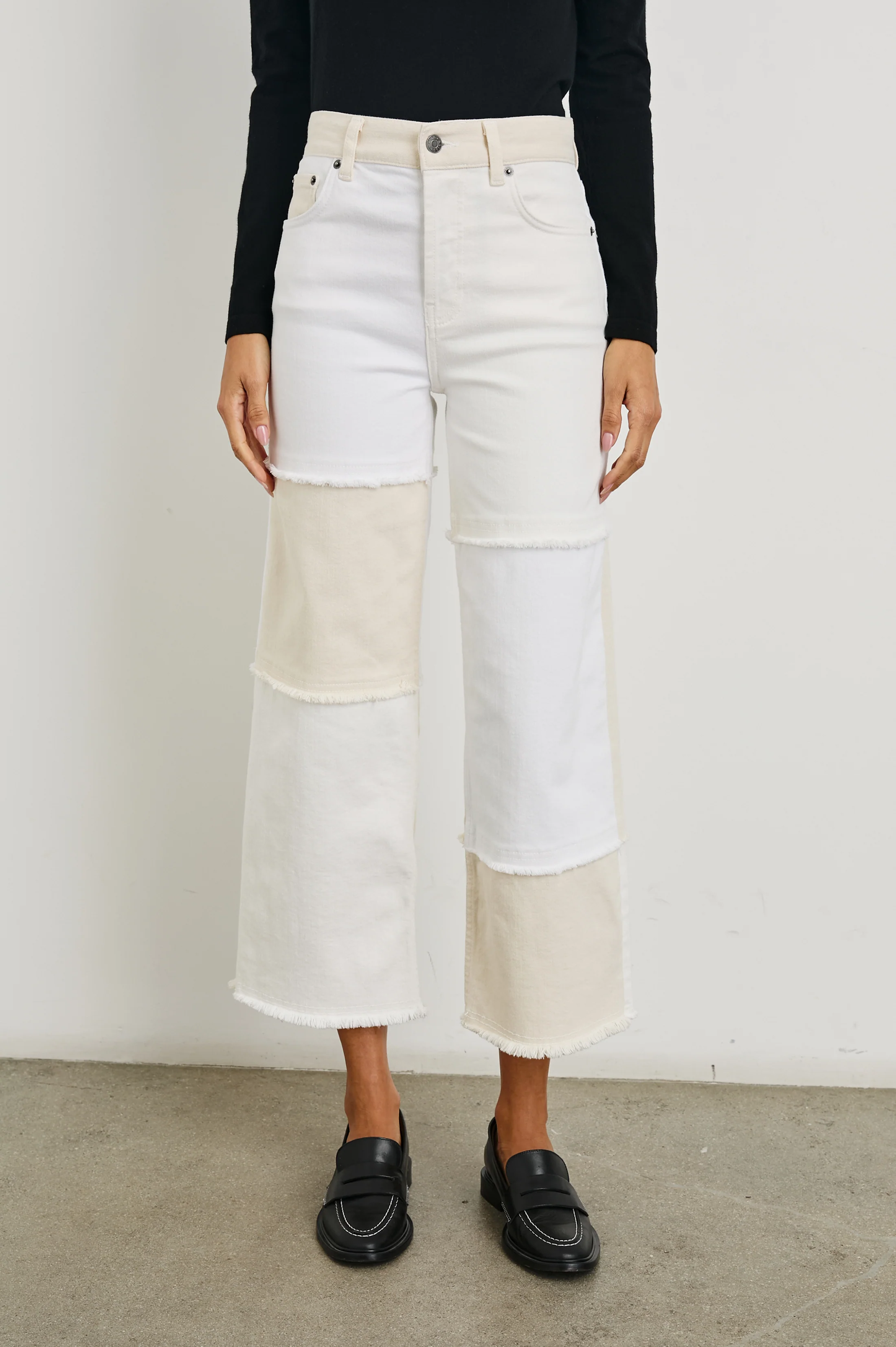 Getty Crop Wide Leg - Ecru Patchwork