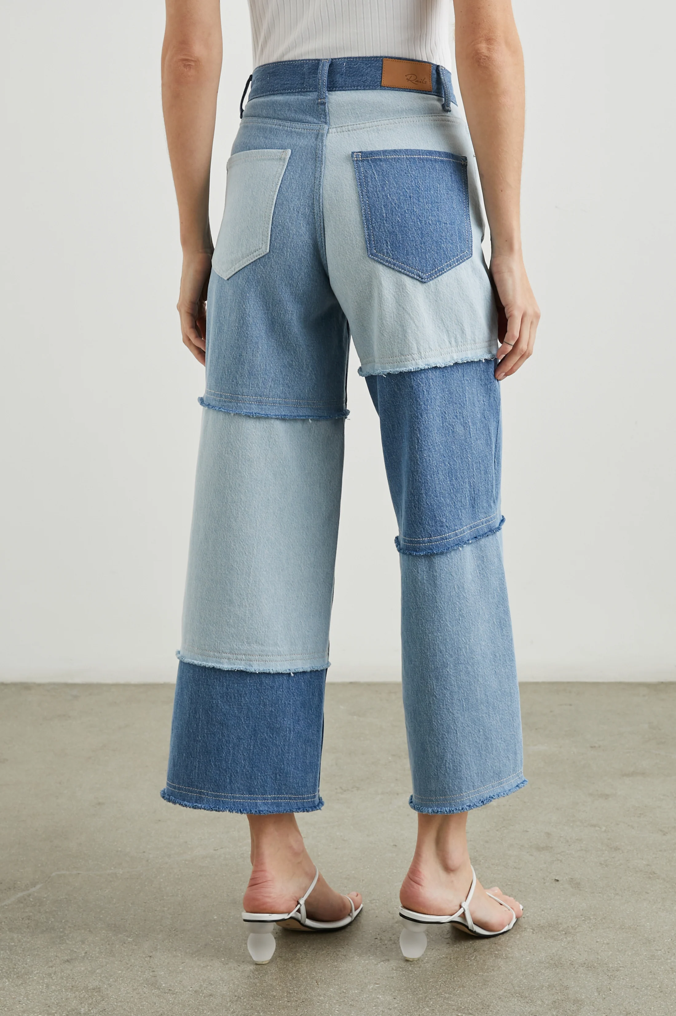 Getty Crop Wide Leg - Light Indigo Patchwork