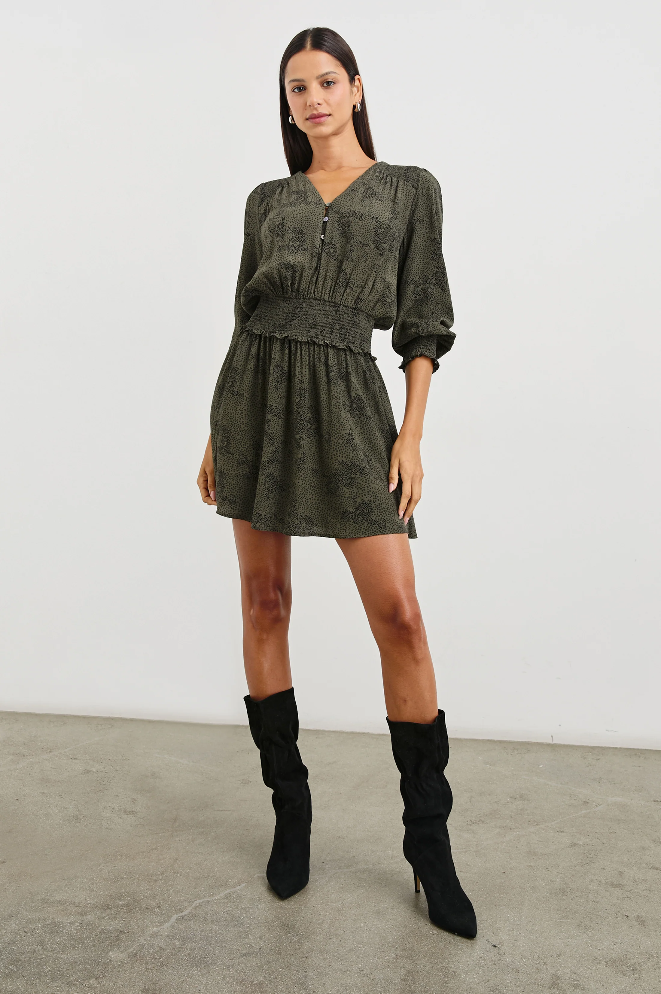 Zana Dress - Olive Pebble