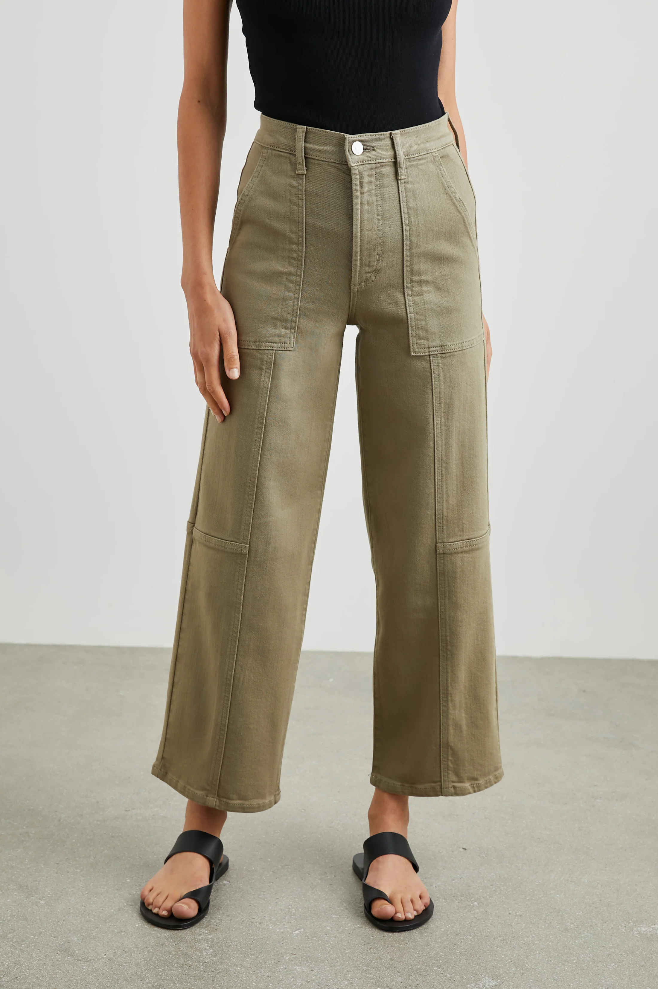 Getty Crop Utility Wide Leg - Washed Olive