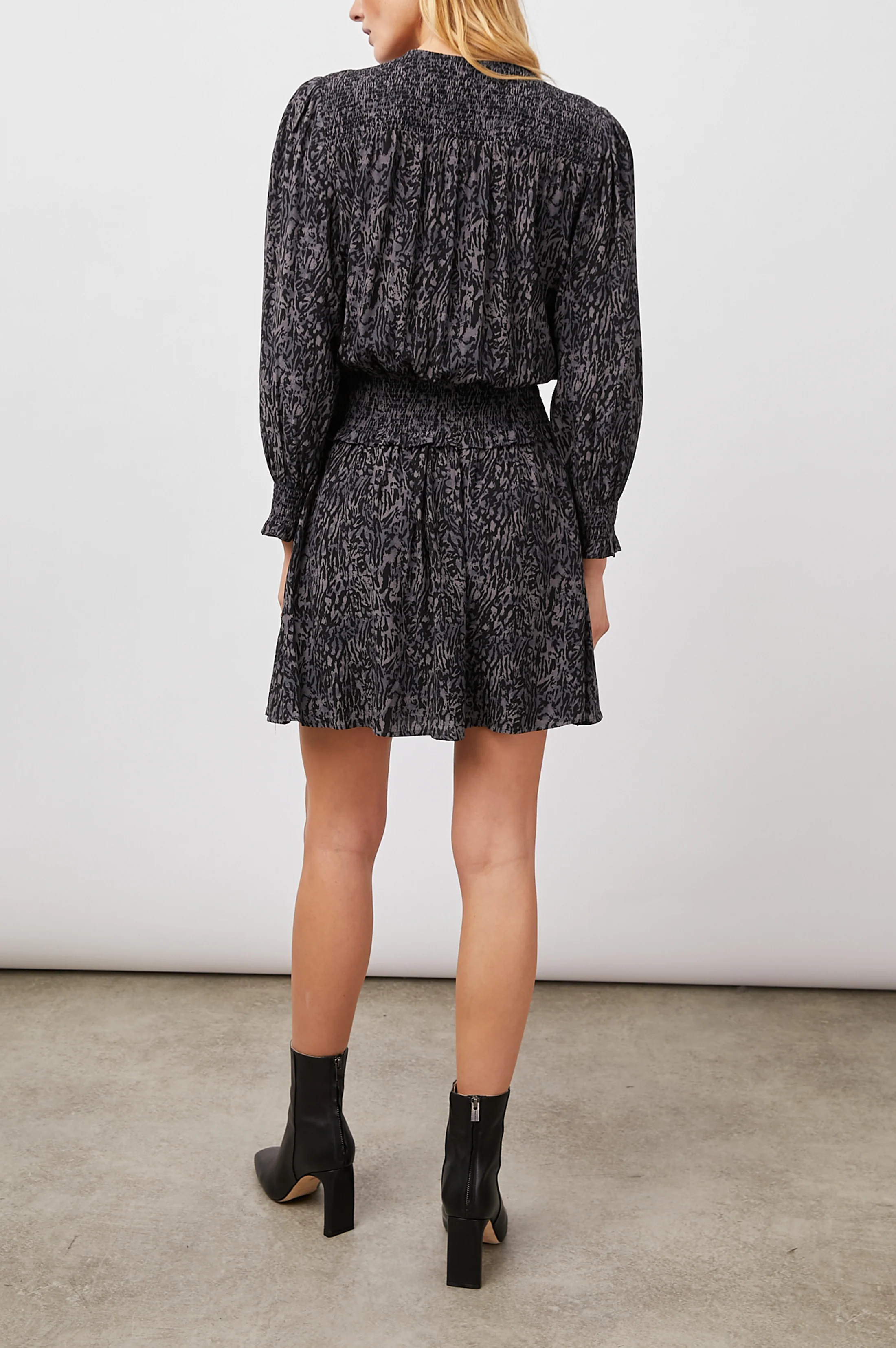 Zana Dress - Charcoal Abstract Animal