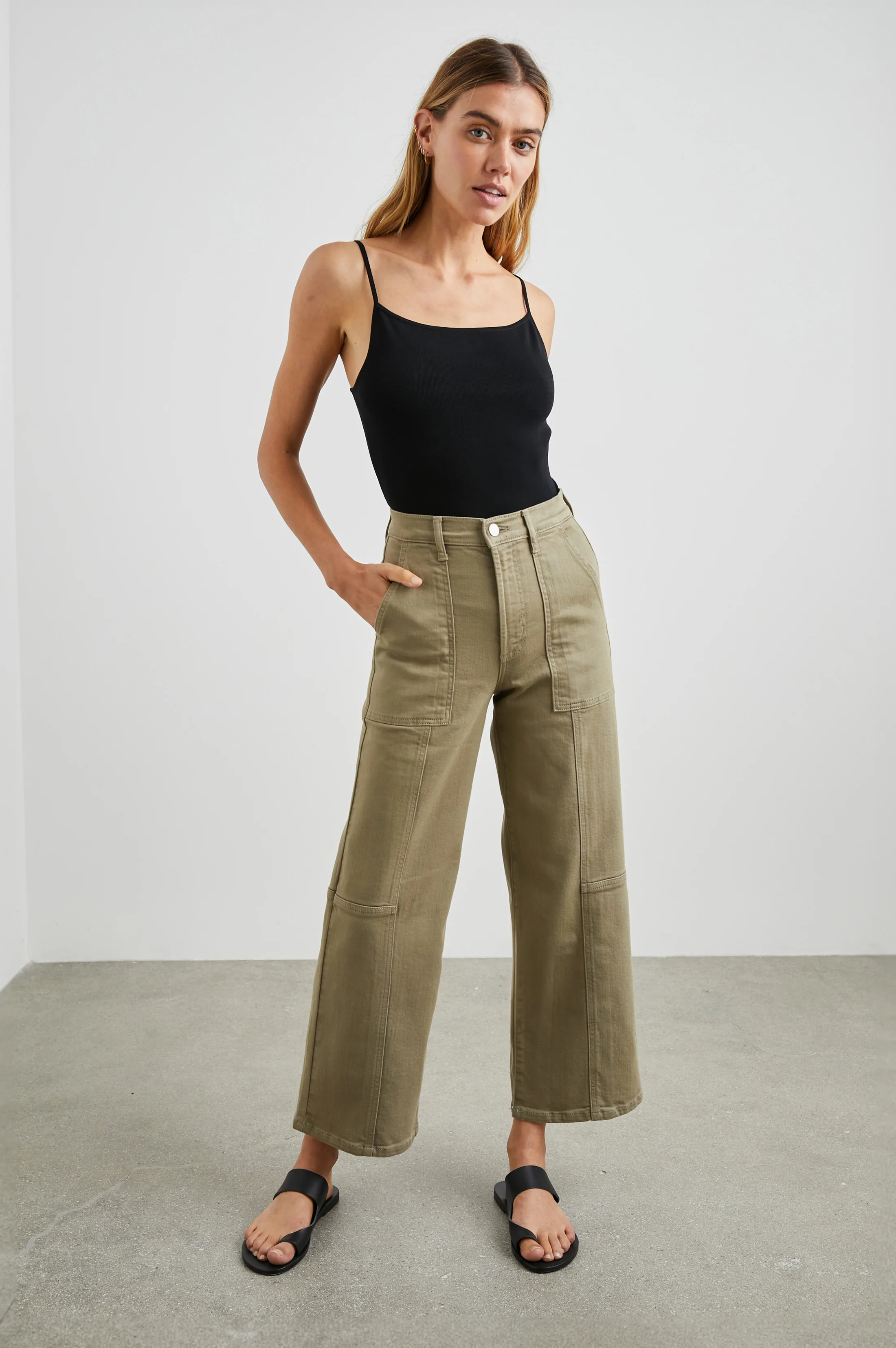 Getty Crop Utility Wide Leg - Washed Olive