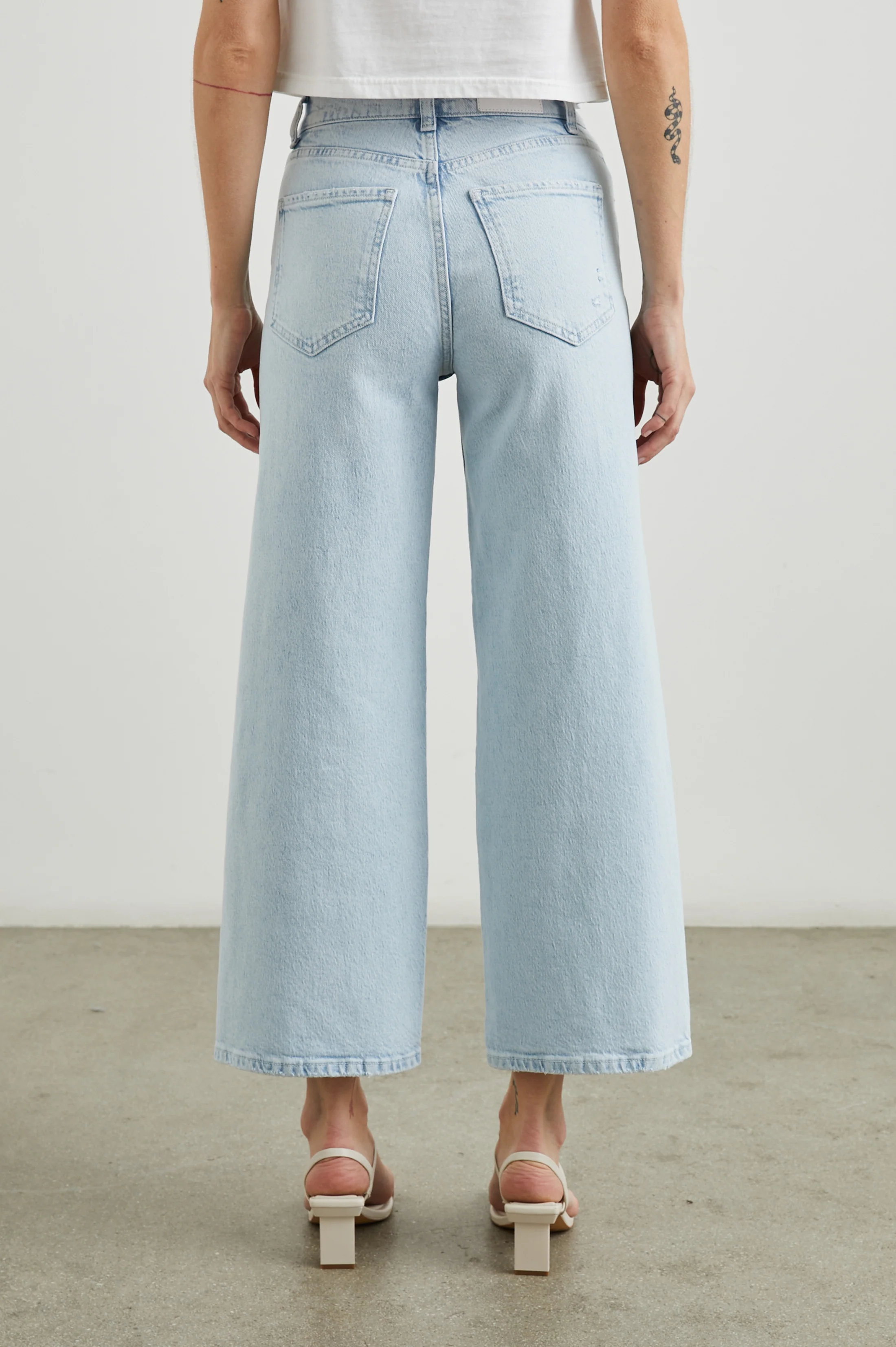 Getty Crop Wide Leg - Ocean Breeze Distress