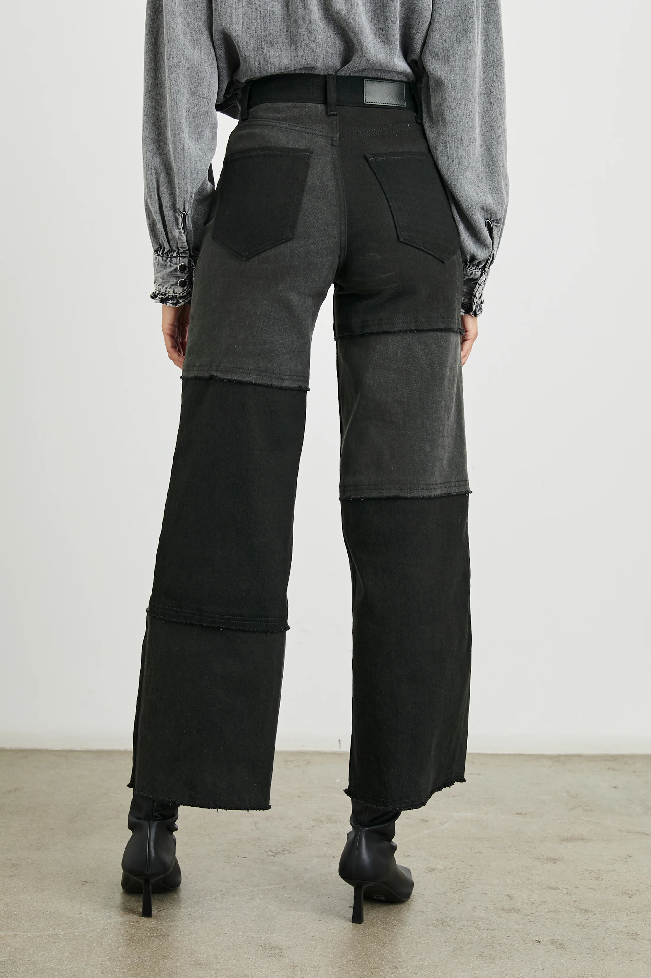 Getty Crop Wide Leg - Black Patchwork