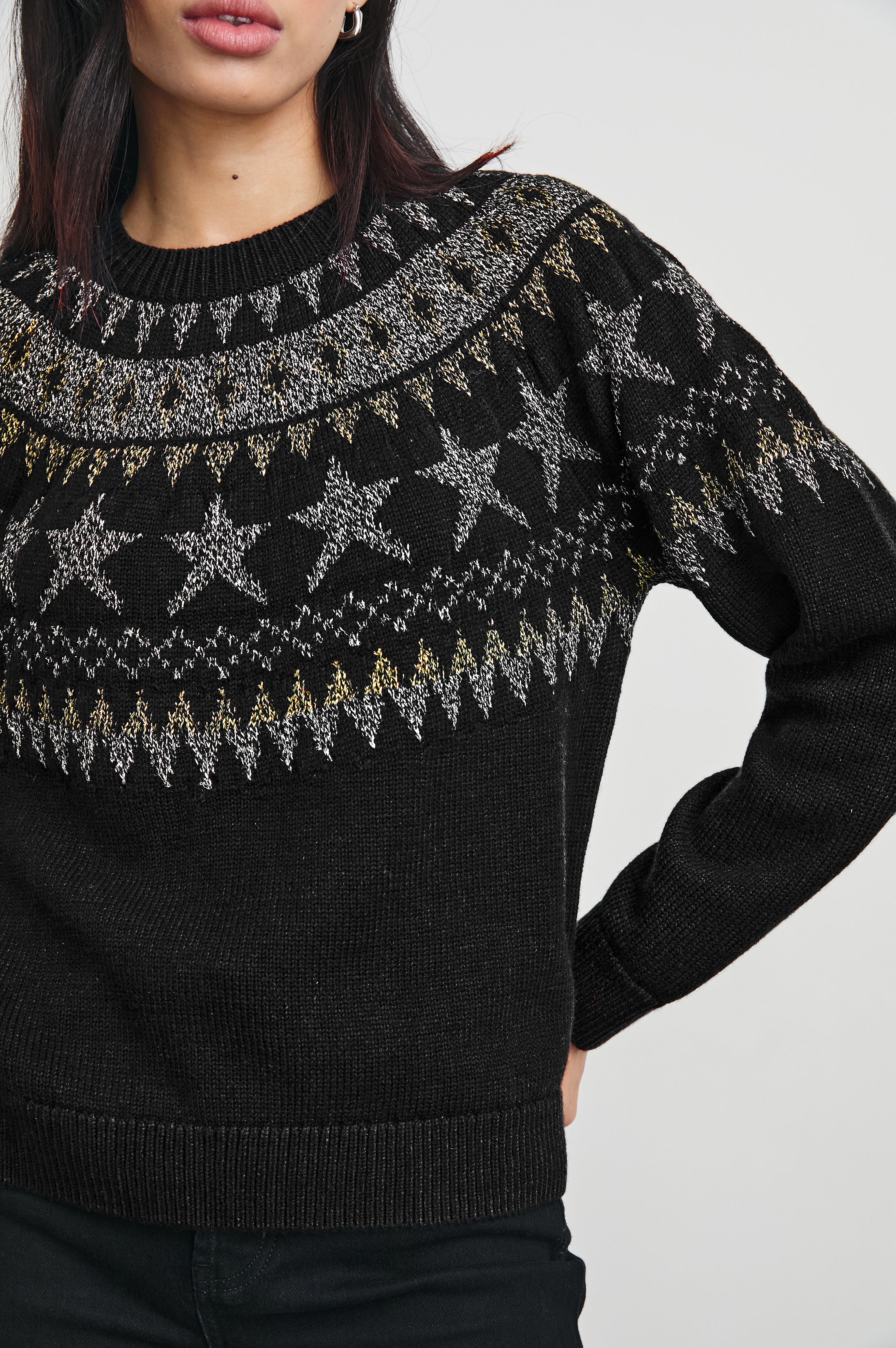 Zoey Sweater - Metallic Fair Isle
