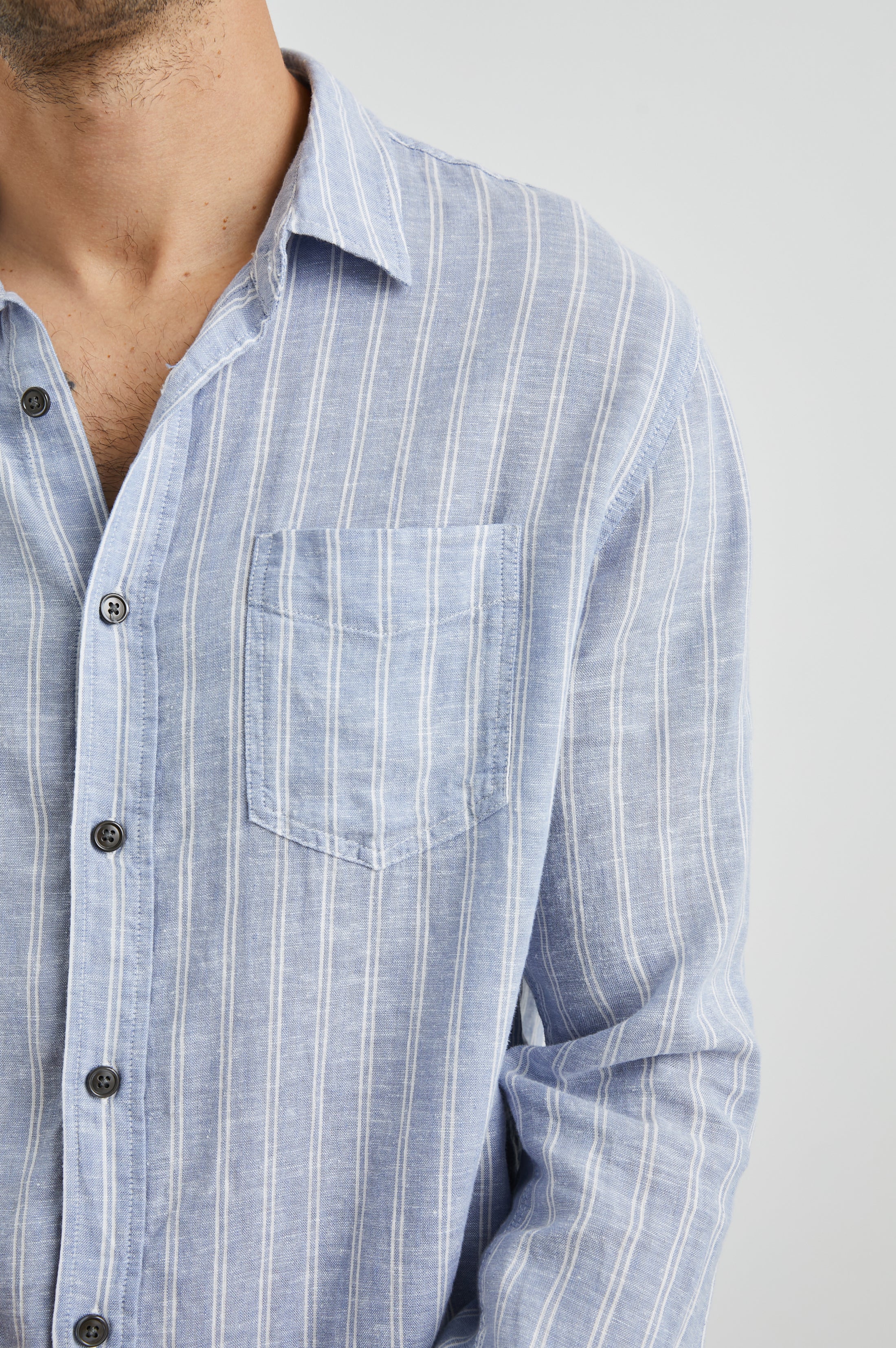 Connor Shirt - Denim White Pinstripe