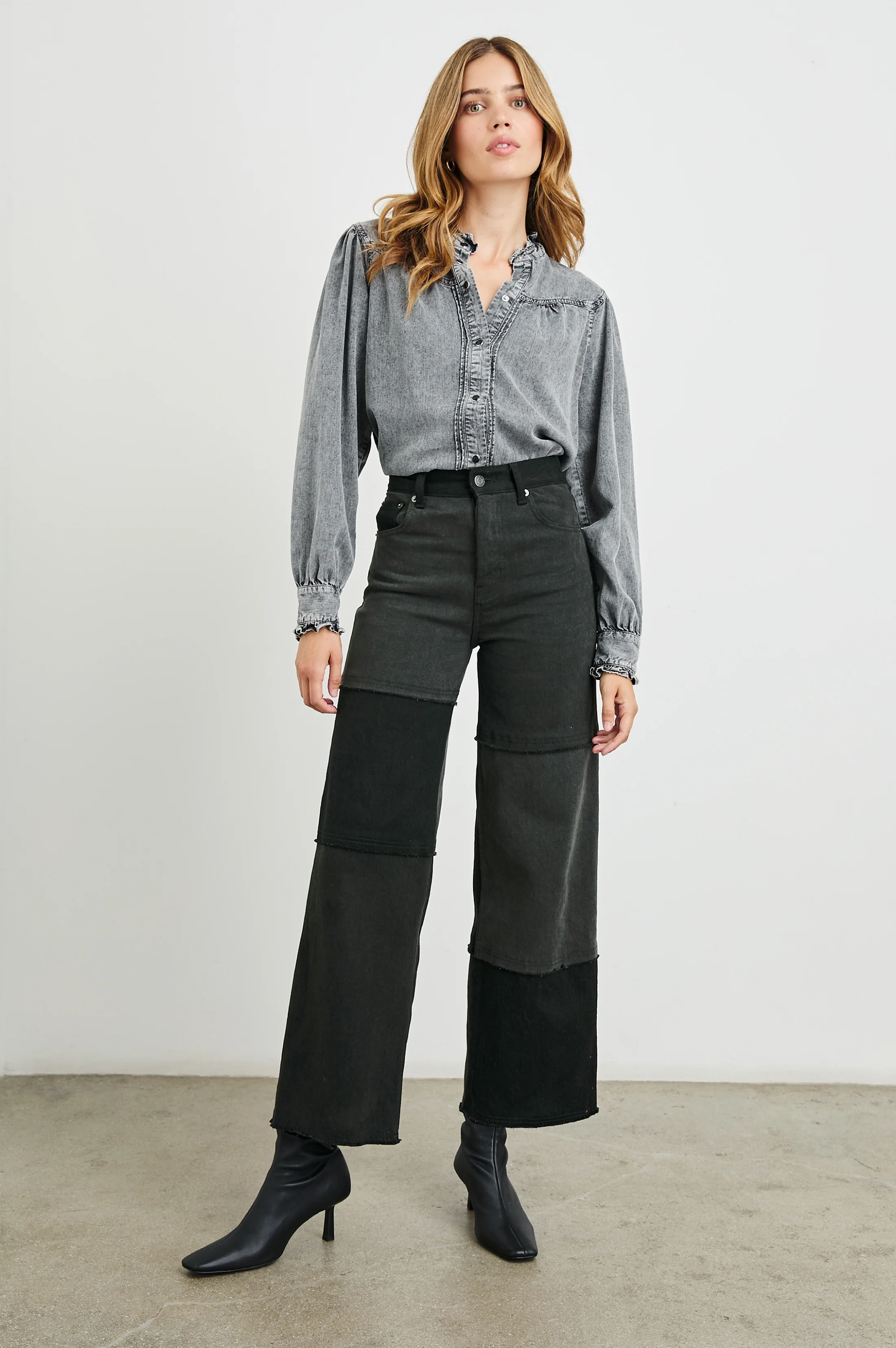 Getty Crop Wide Leg - Black Patchwork