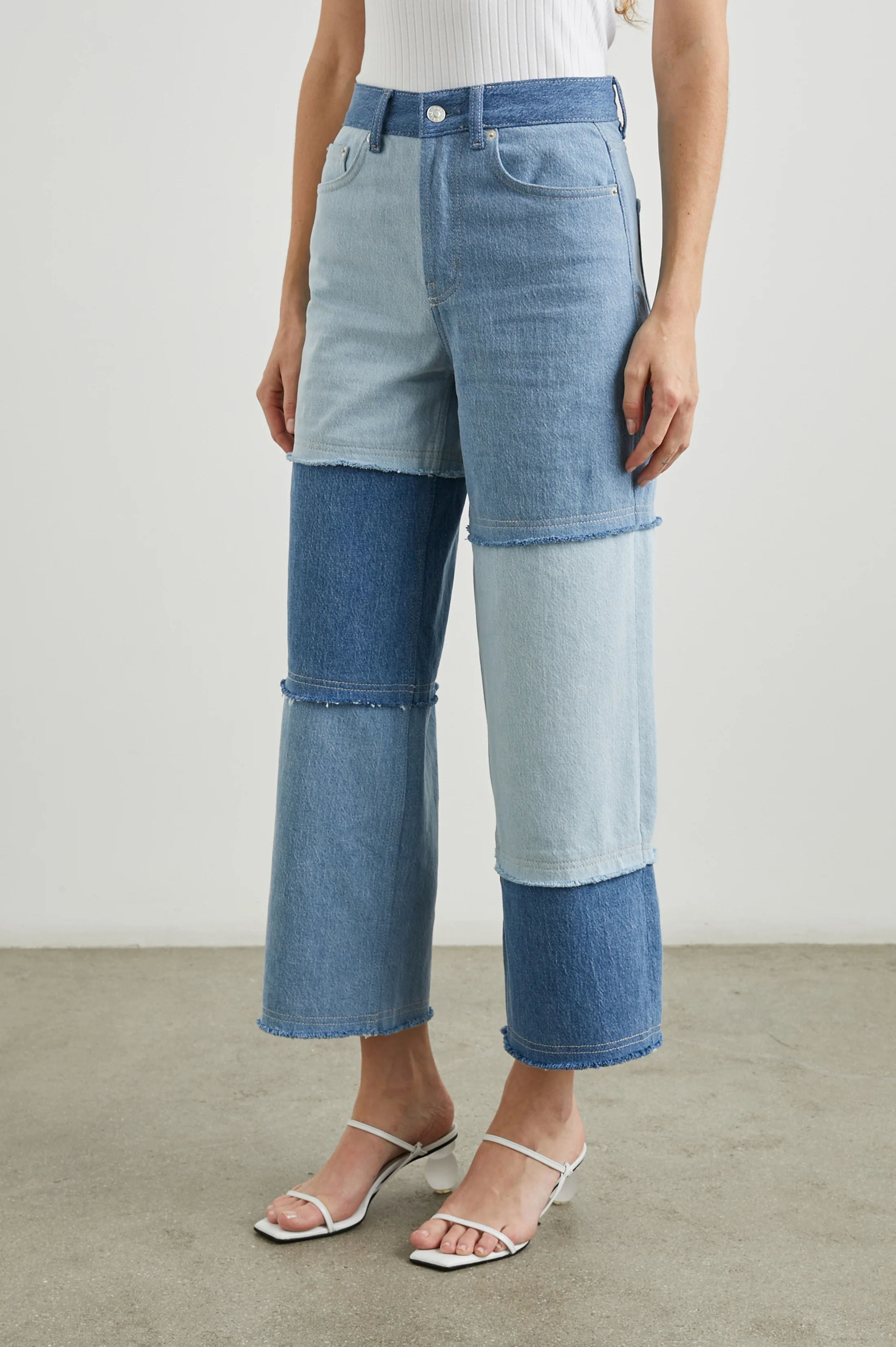 Getty Crop Wide Leg - Light Indigo Patchwork