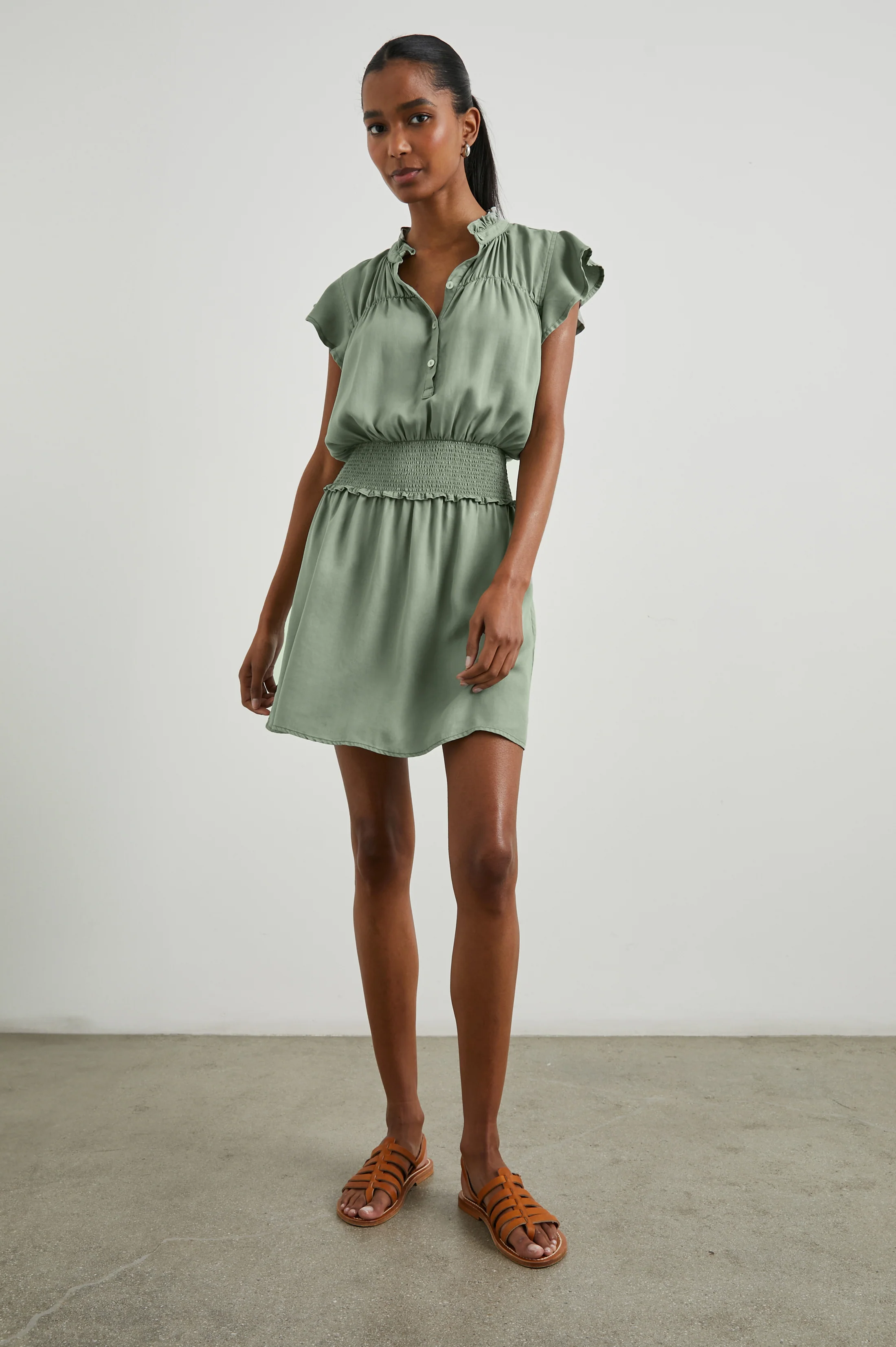 Amina Dress - Sage Denim