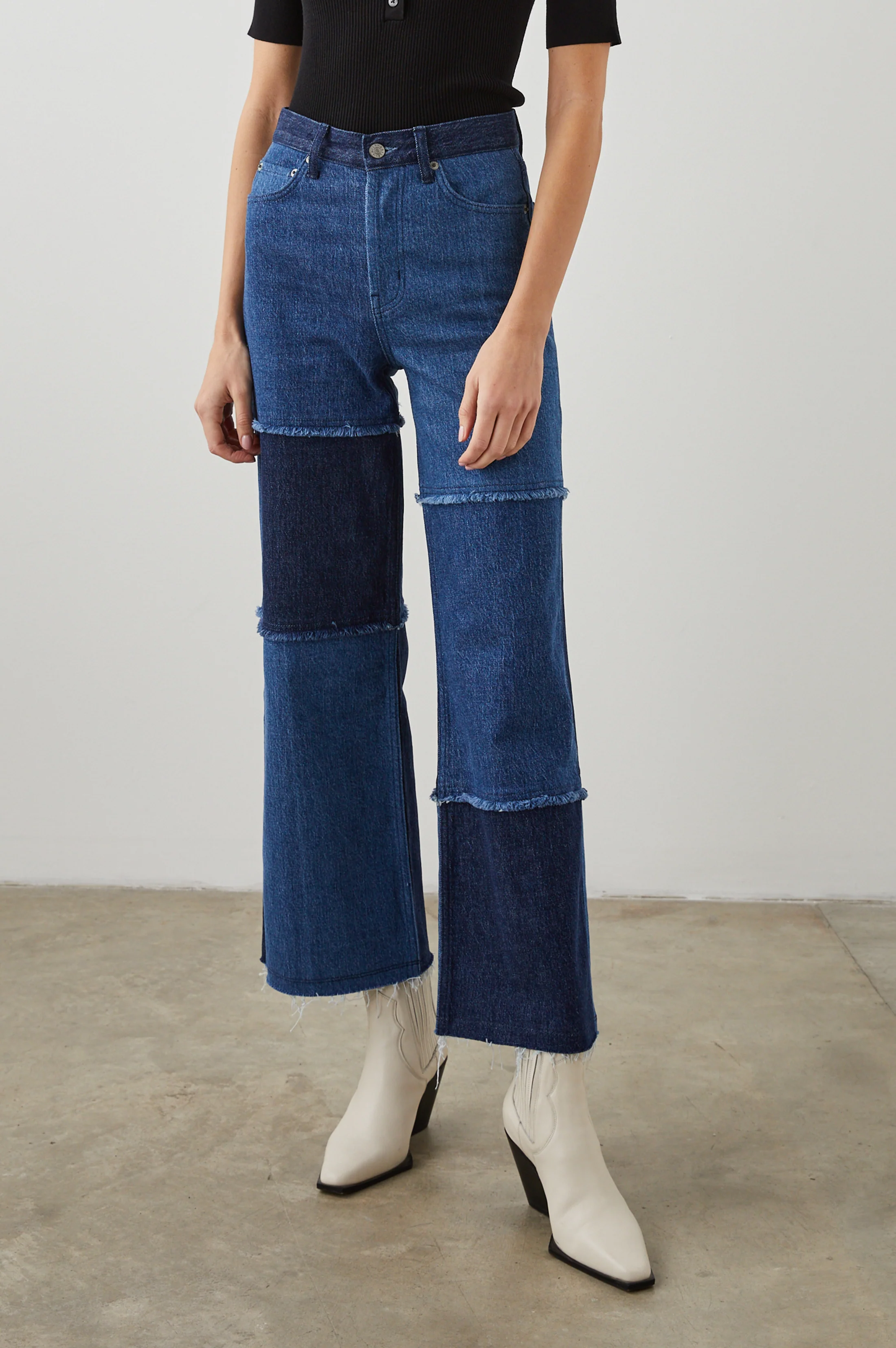 Getty Crop Wide Leg - Indigo Patchwork