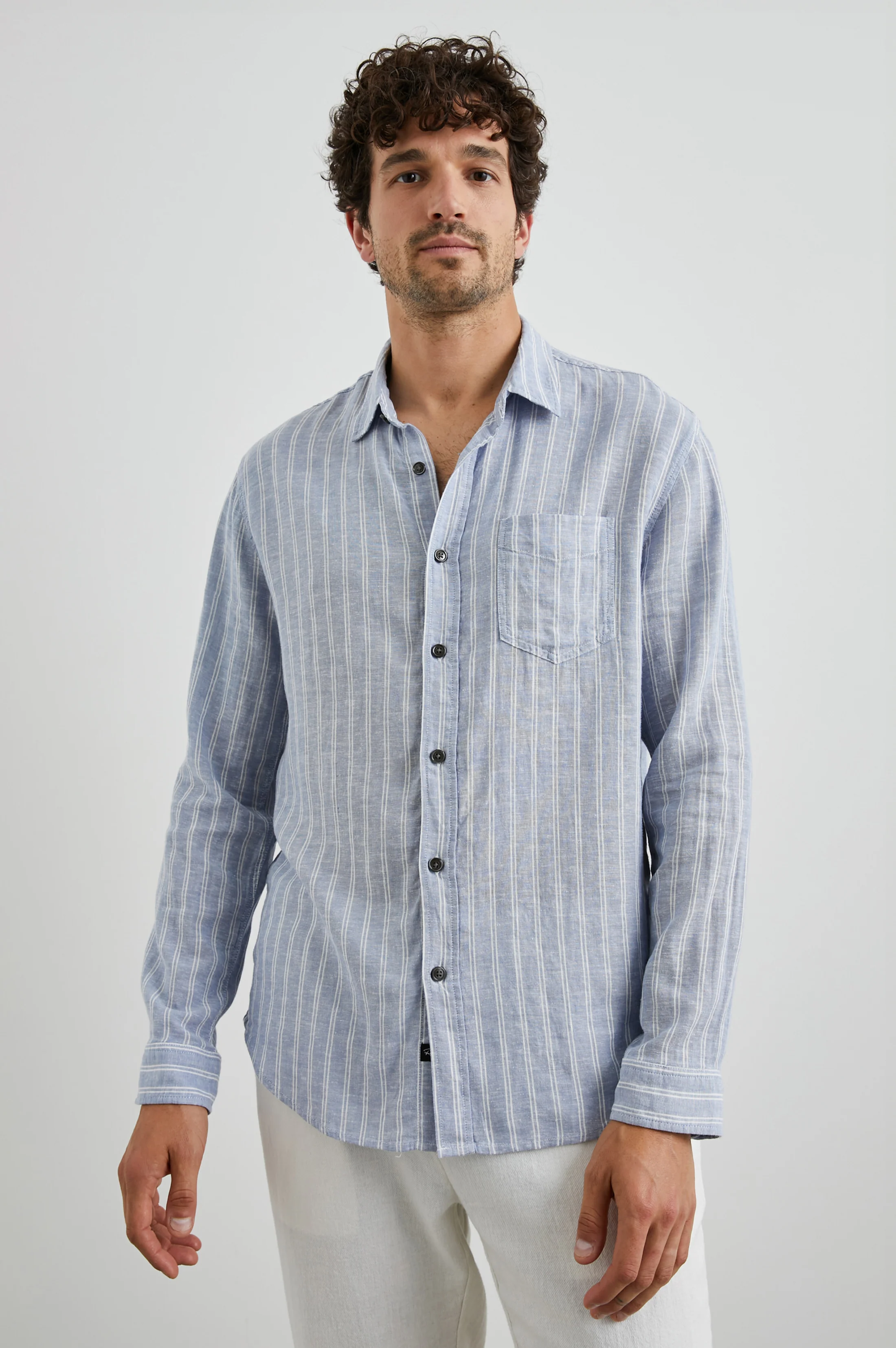 Connor Shirt - Denim White Pinstripe