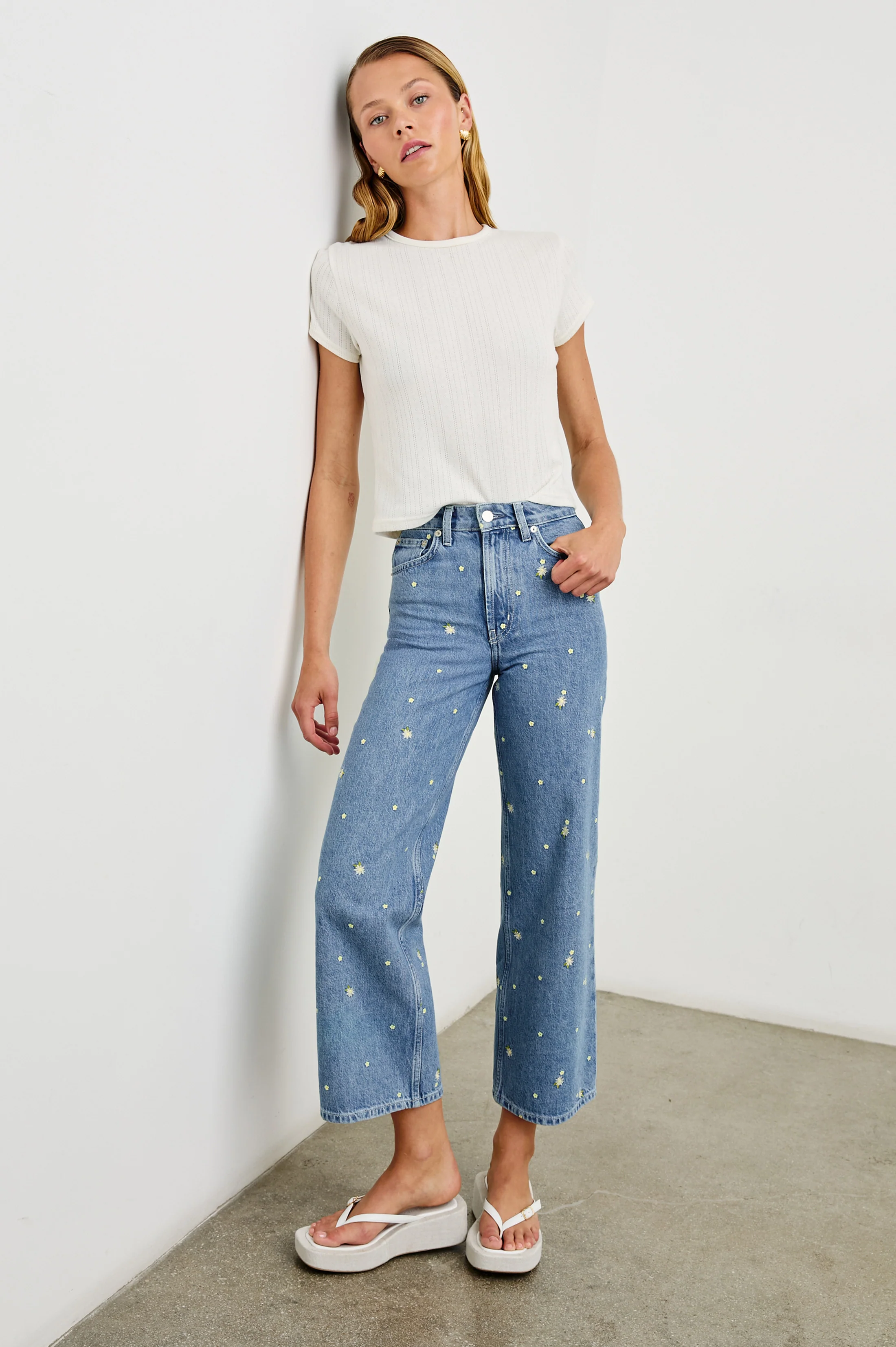 Getty Crop Wide Leg - Indigo Floral