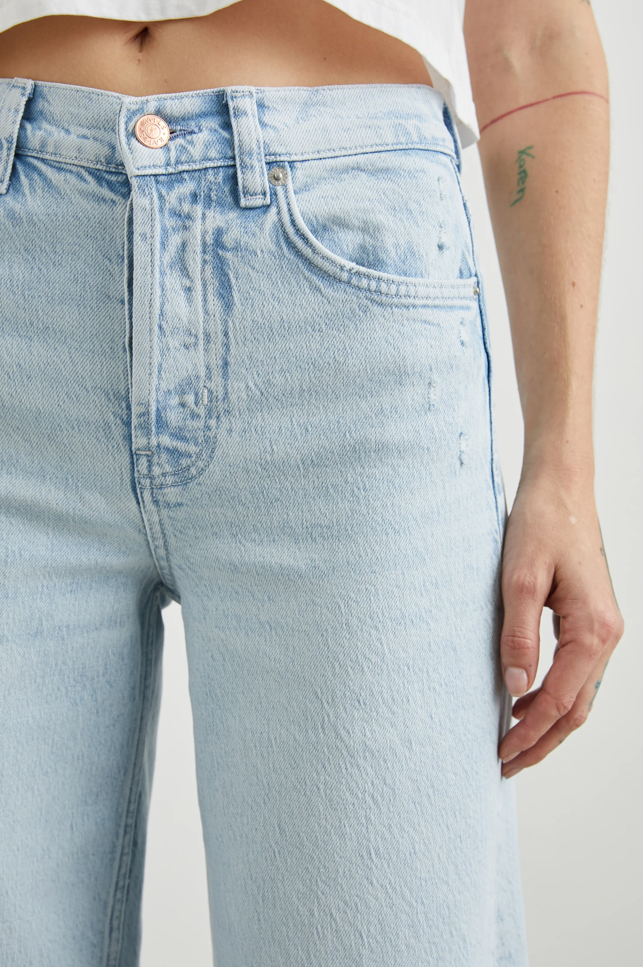 Getty Crop Wide Leg - Ocean Breeze Distress