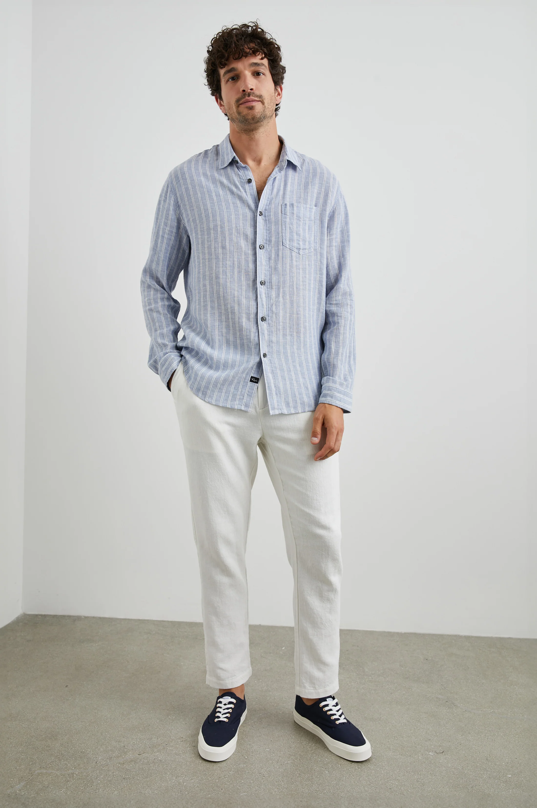 Connor Shirt - Denim White Pinstripe