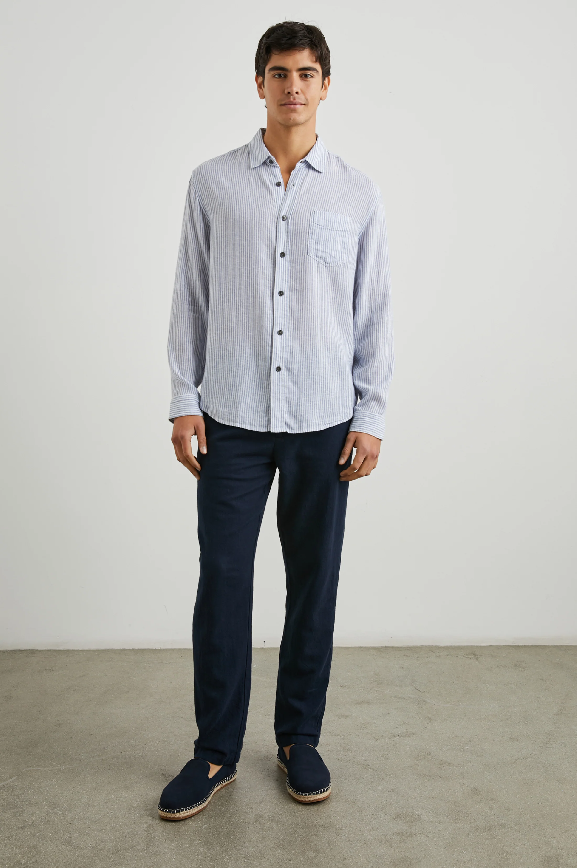 Connor Shirt - Denim White Railroad