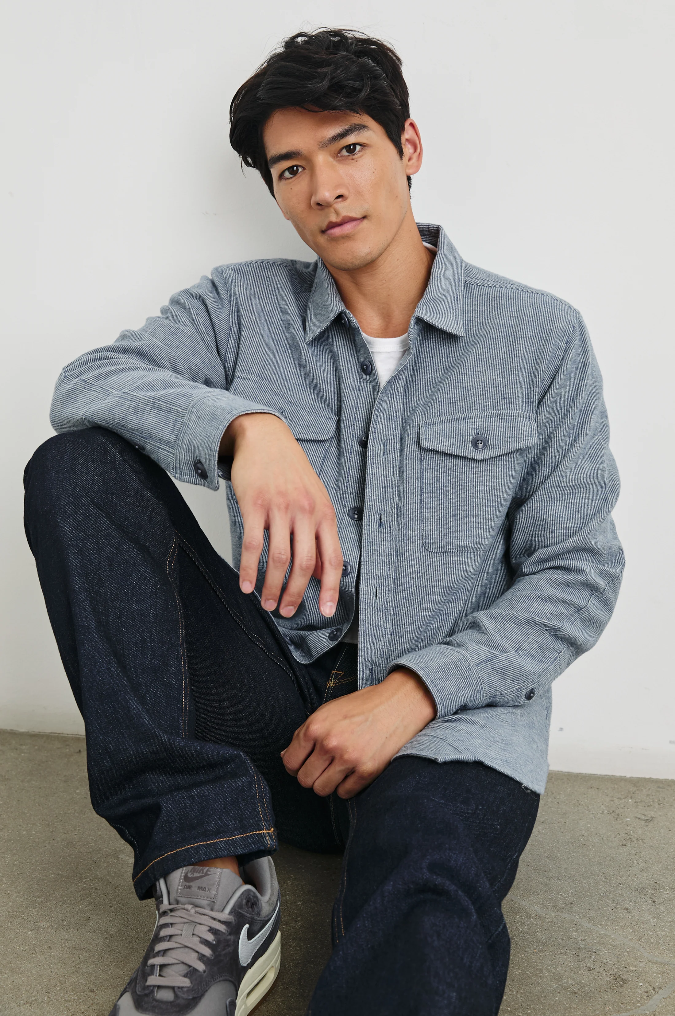 Burr Shirt Jacket - Denim White