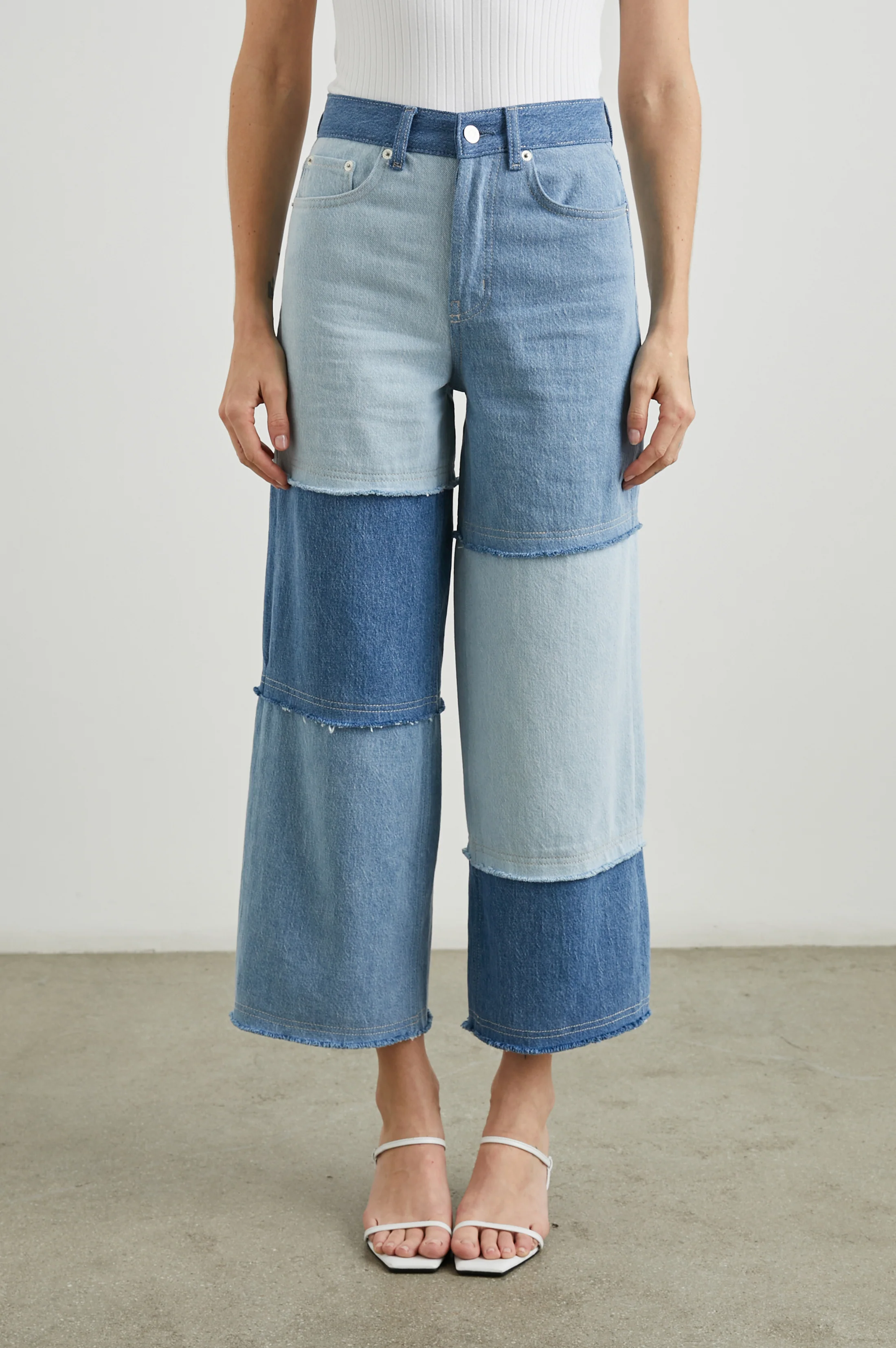 Getty Crop Wide Leg - Light Indigo Patchwork