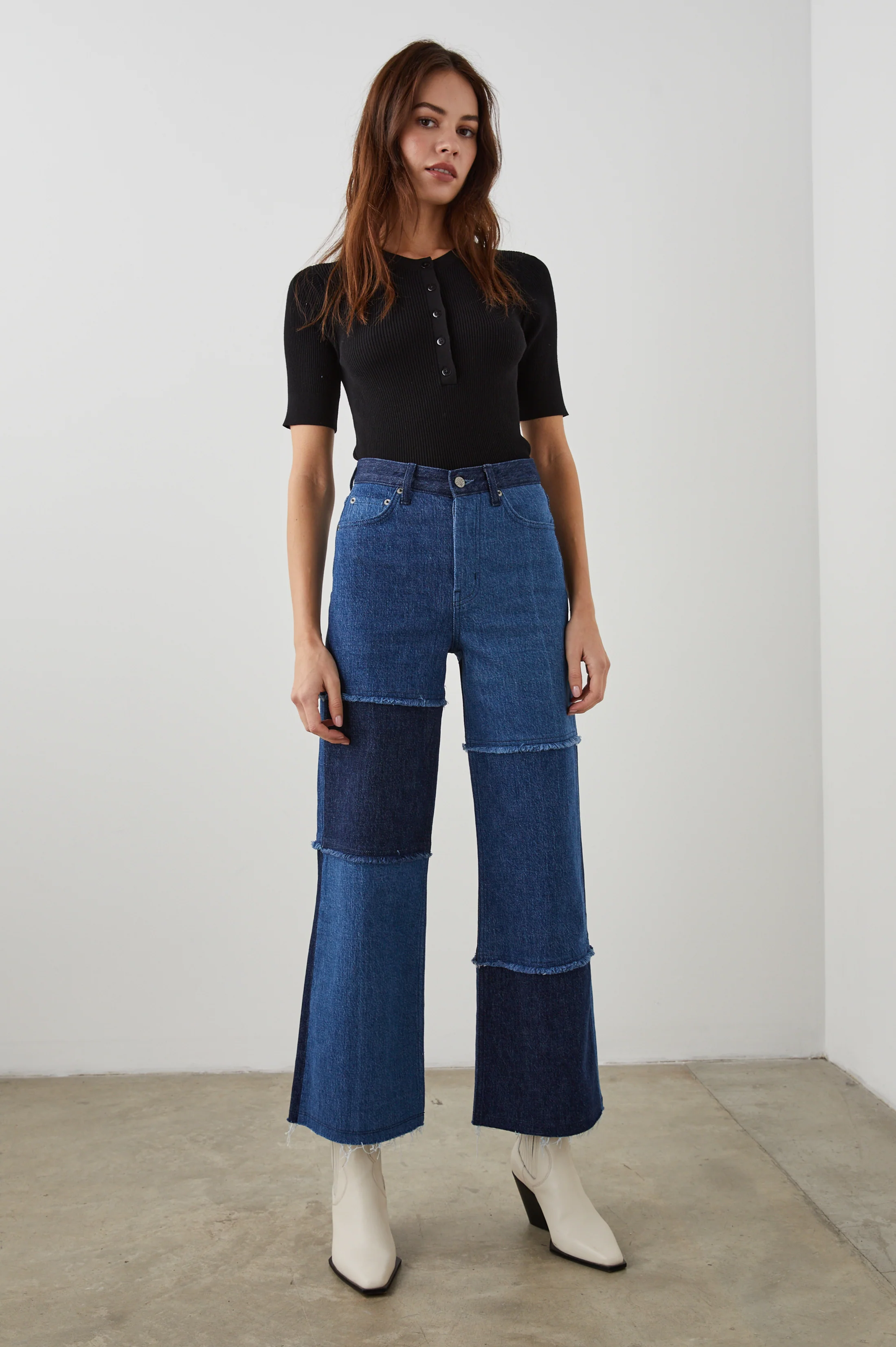 Getty Crop Wide Leg - Indigo Patchwork