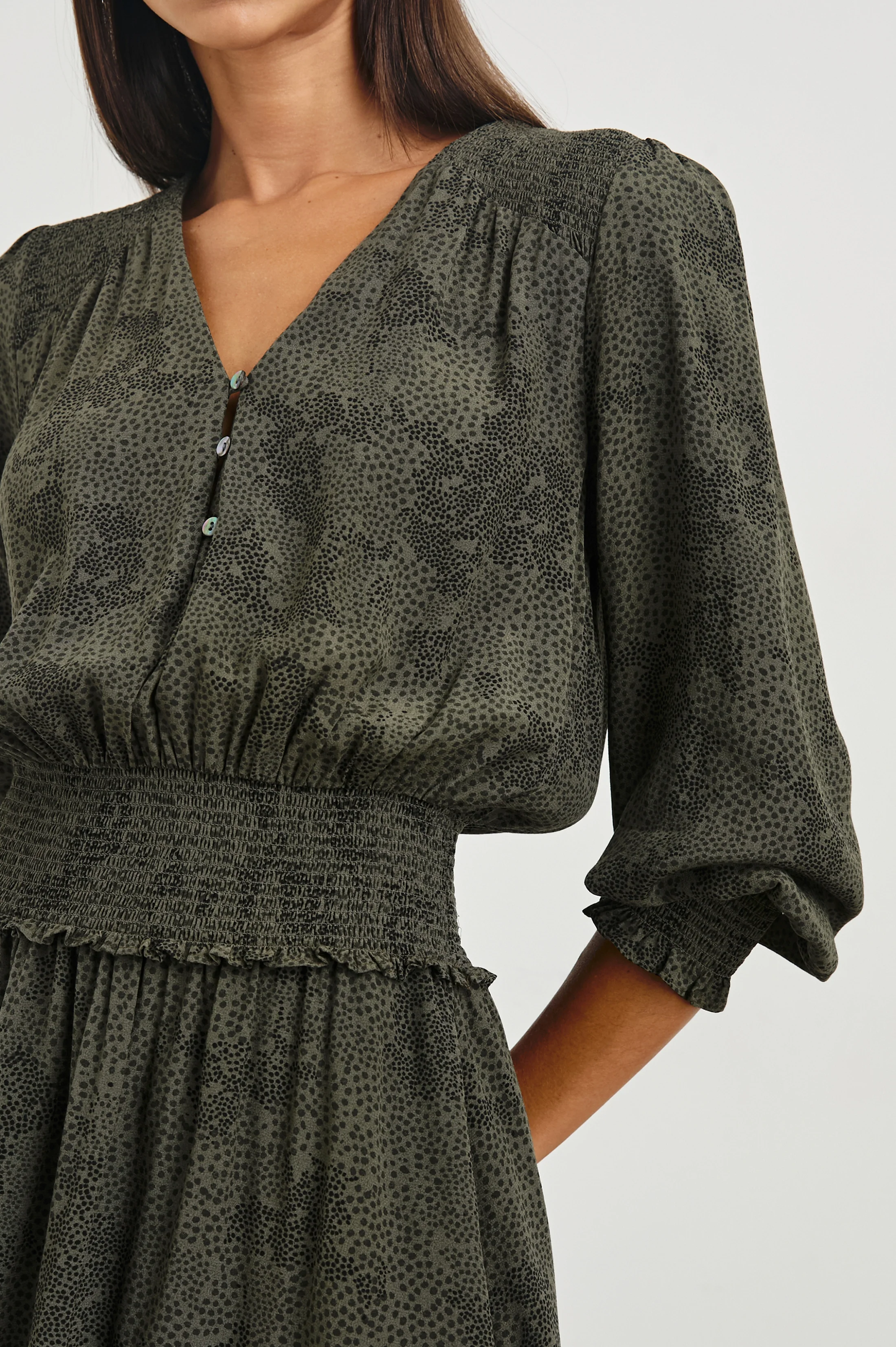 Zana Dress - Olive Pebble