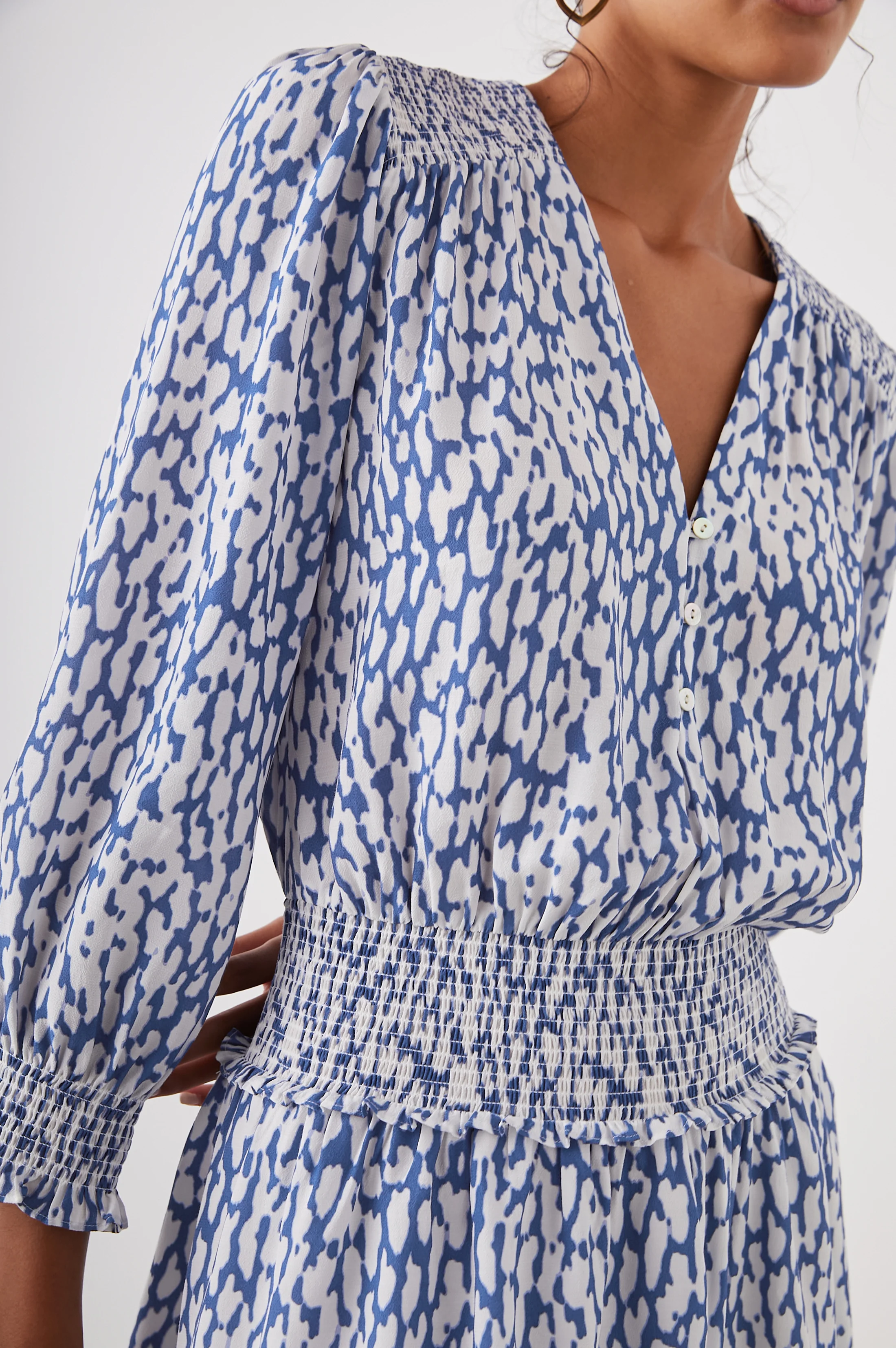 Zana Dress - Cobalt Static Leopard