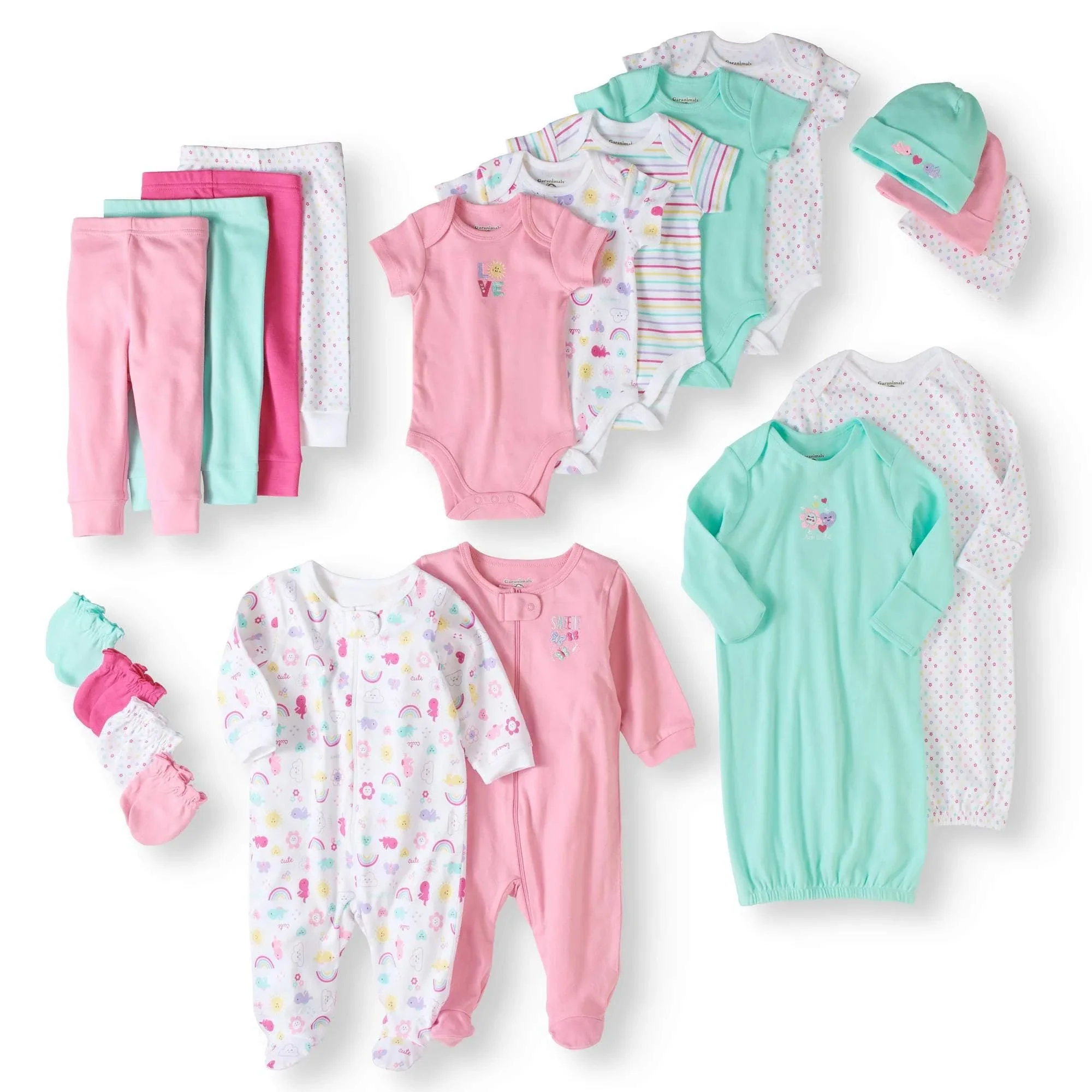 Garanimals Newborn Baby Girl 20 Piece Layette Baby Shower Gift Set ...