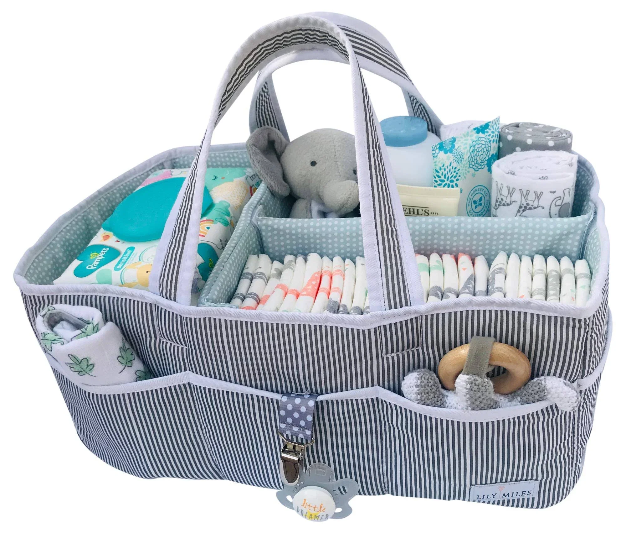 Lily Miles Baby Diaper Caddy - Large Organizer Tote Bag For Infant Boy 