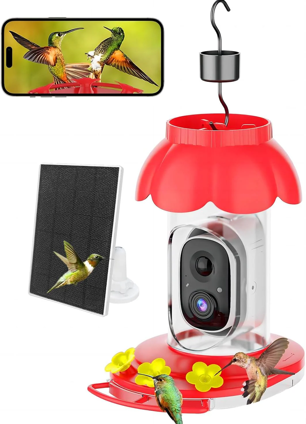 Hummingbird Feeder With Camera Wireless Smart Bird Feeders For Outdoors Video Watching Ai Camera