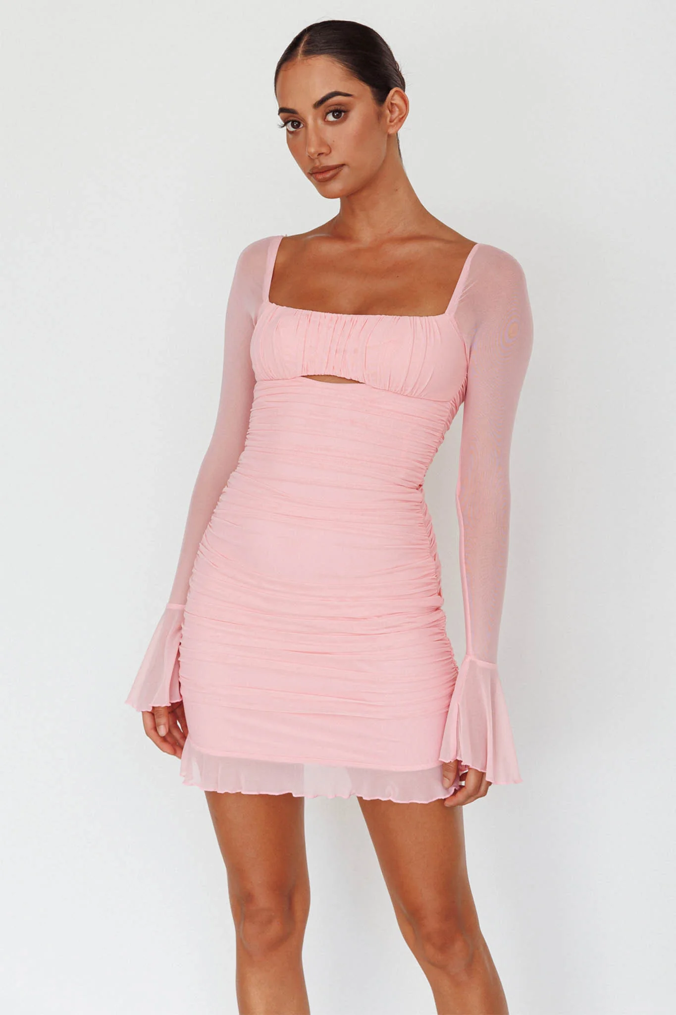 In Bloom Flared Cuff Mini Dress Pink